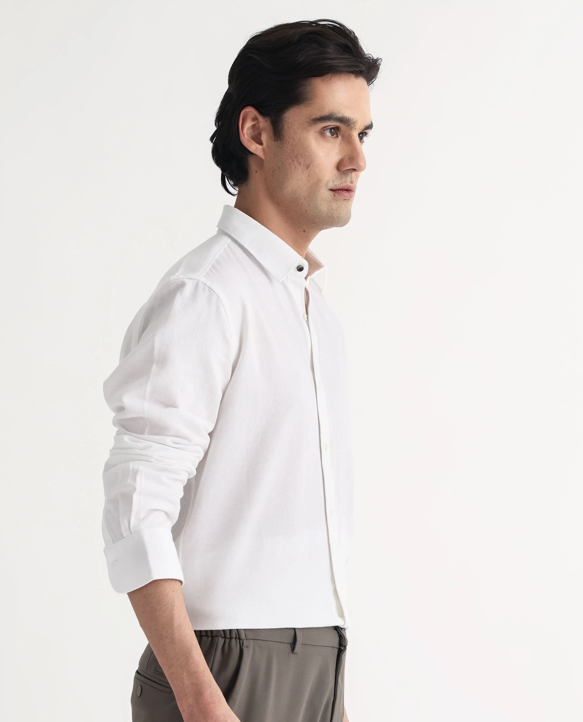 Rare Rabbit Men's Otago White Cotton Plain Regular Fit Full Sleeve Collared Shirt - Image 4