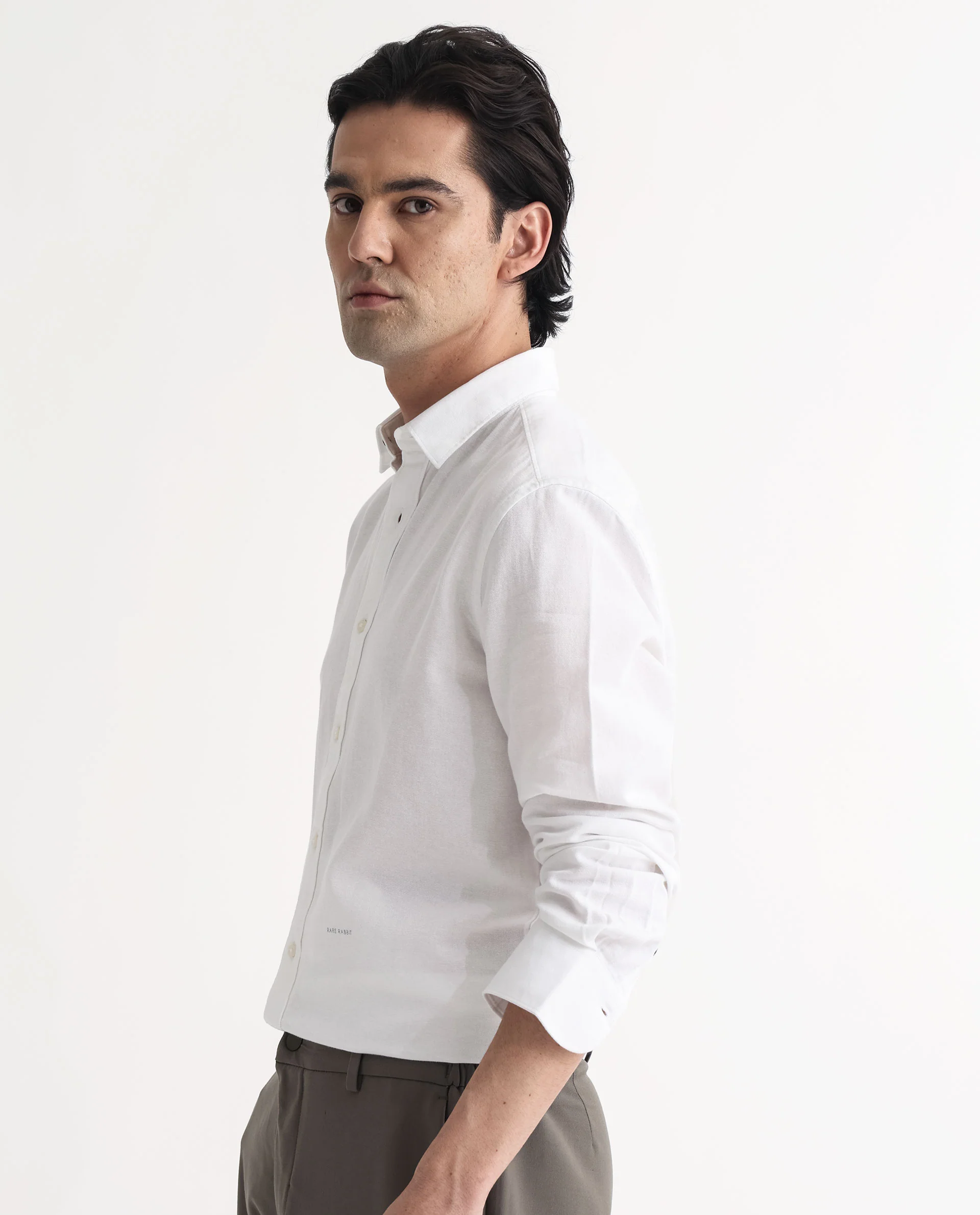 Rare Rabbit Men's Otago White Cotton Plain Regular Fit Full Sleeve Collared Shirt - Image 5