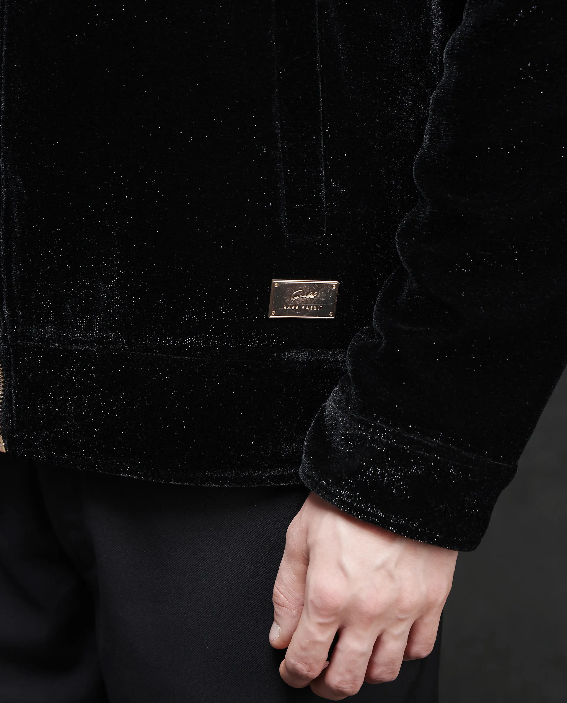 Rare Rabbit Men's Otaki-2 Black Lurex Blend Plain Regular Fit Full Sleeve Spread Collar Jacket - Image 8