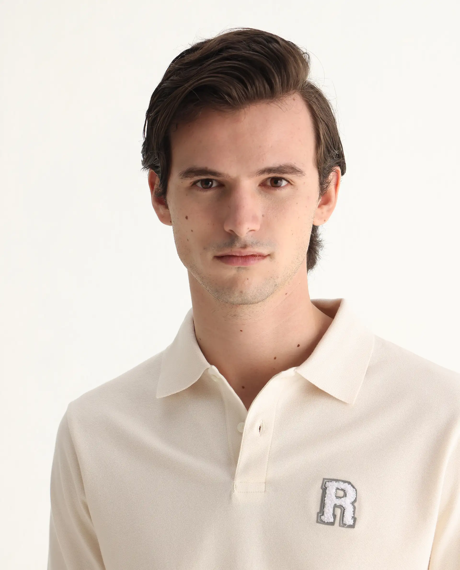 Rare Rabbit Men's Otes Off White Cotton Plain Regular Fit Half Sleeve Polo - Image 6