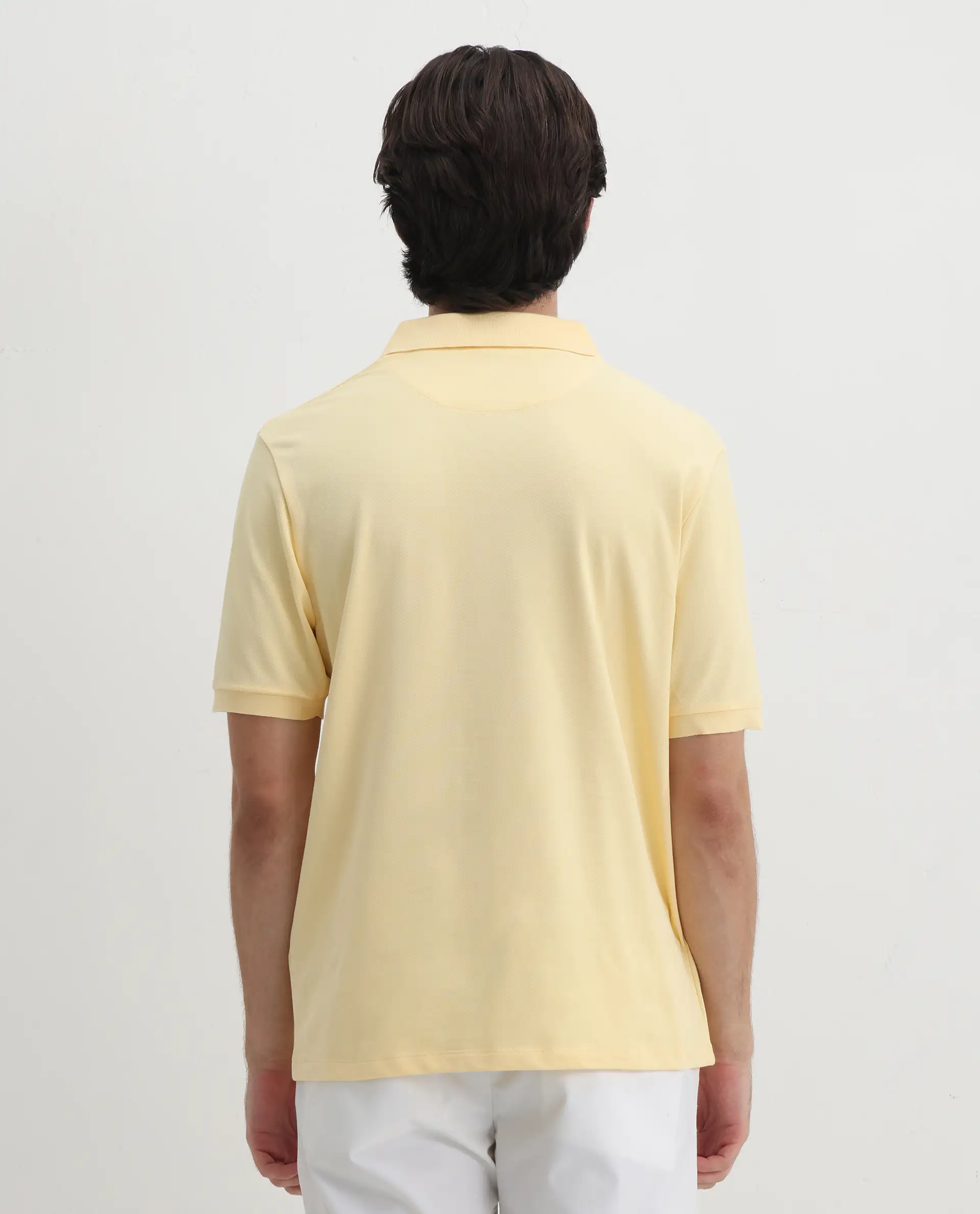 Rare Rabbit Men's Otes Pastel Yellow Cotton Plain Regular Fit Half Sleeve Polo - Image 8