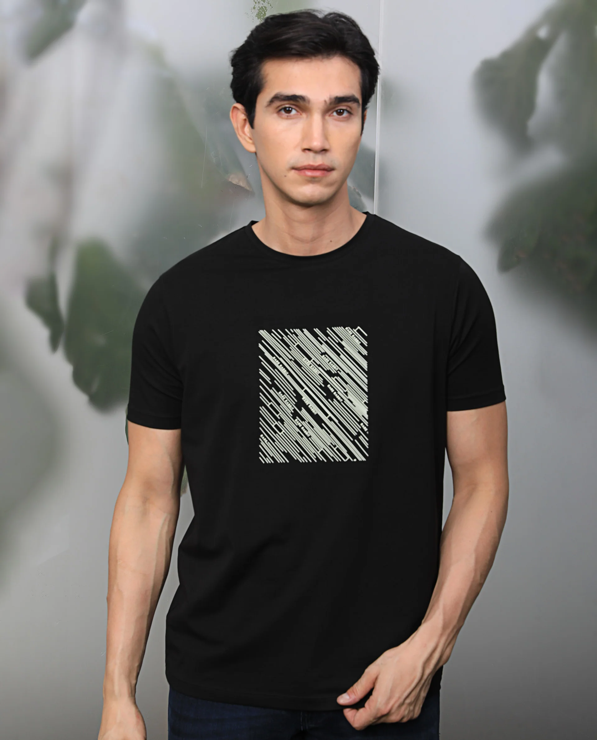 Rare Rabbit Men's Otter Black Cotton Graphic Print Slim Fit Half Sleeve Crew Neck T-Shirt - Image 5