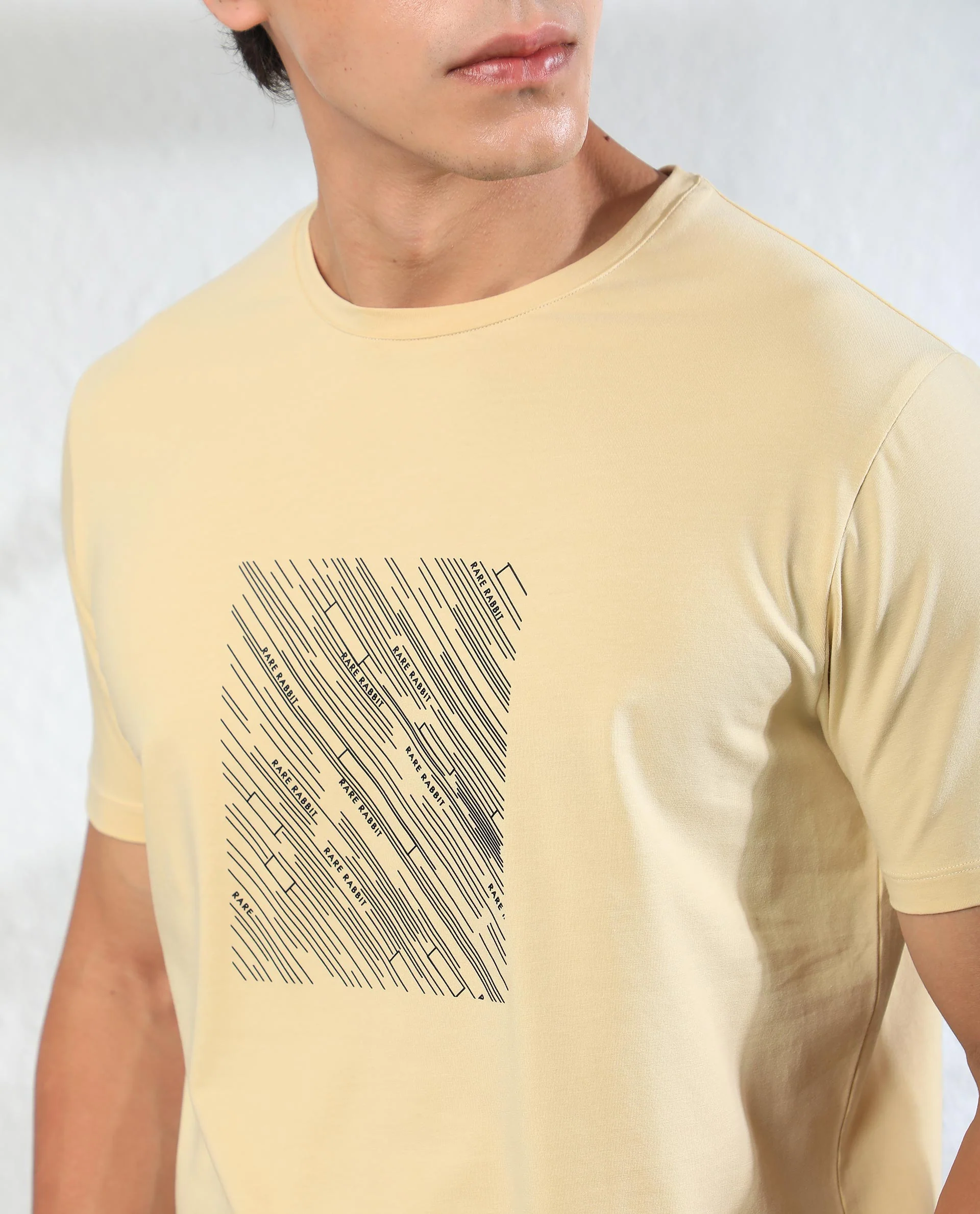 Rare Rabbit Men's Otter Yellow Cotton Graphic Print Slim Fit Half Sleeve Crew Neck T-Shirt - Image 6