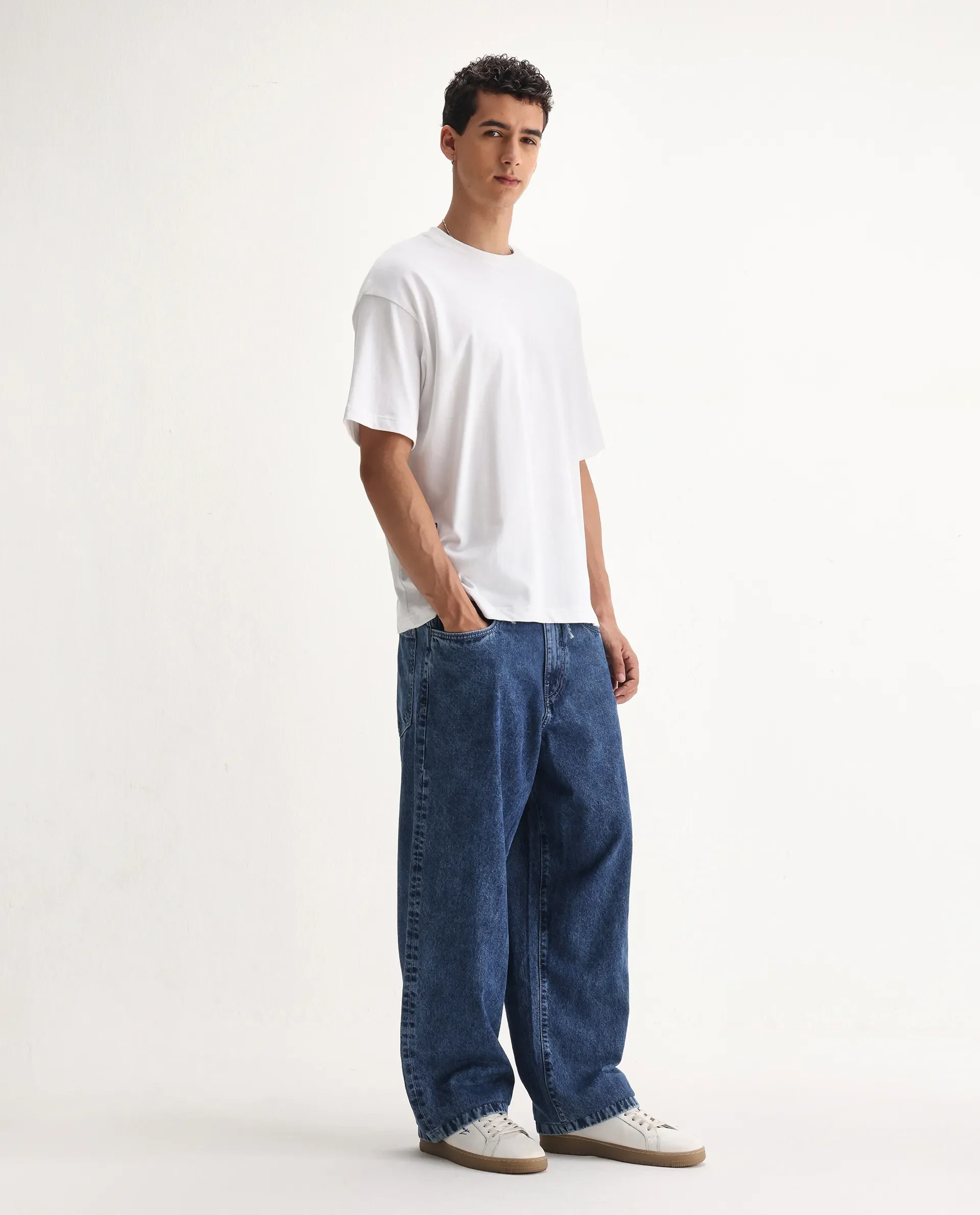 Rare Rabbit Men's Otto Light Blue Cotton Plain Baggy Fit Jeans - Image 6