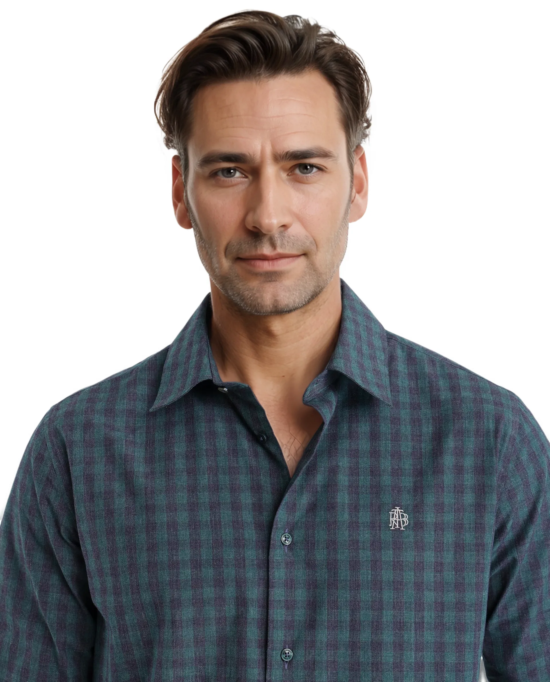 Rare Rabbit Men's Otts Dark Green Checked Print Regular Fit Full Sleeve Collared Shirt - Image 2