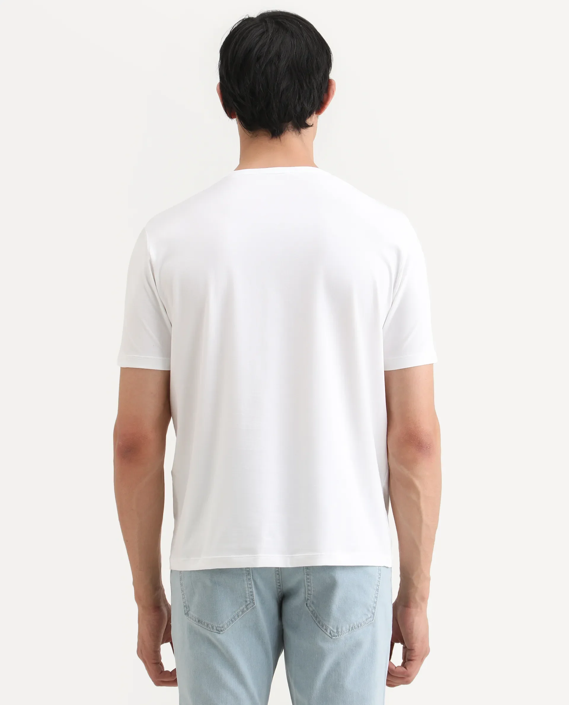 Rare Rabbit Men's Outi White Cotton Blend Fabric Half Sleeve Crew Neck Regular Fit Graphic Print T-Shirt - Image 8