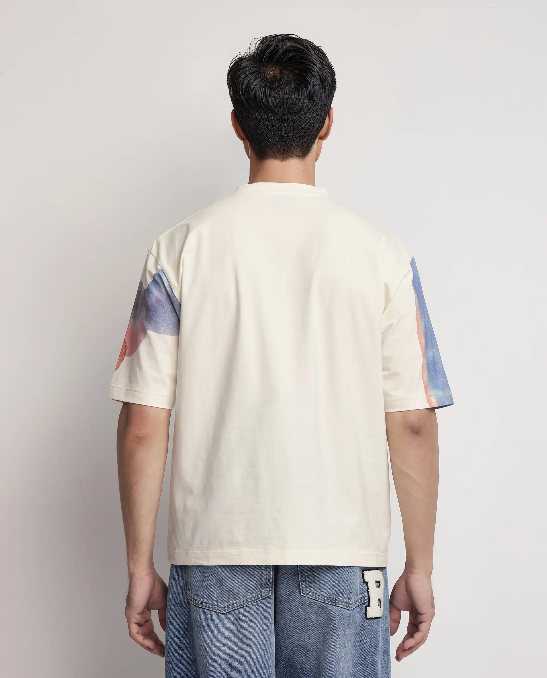 Rare Rabbit Men's Ovet Off White Cotton Blend Abstract Print Qlo Fit Half Sleeve Crew Neck T-Shirt - Image 4