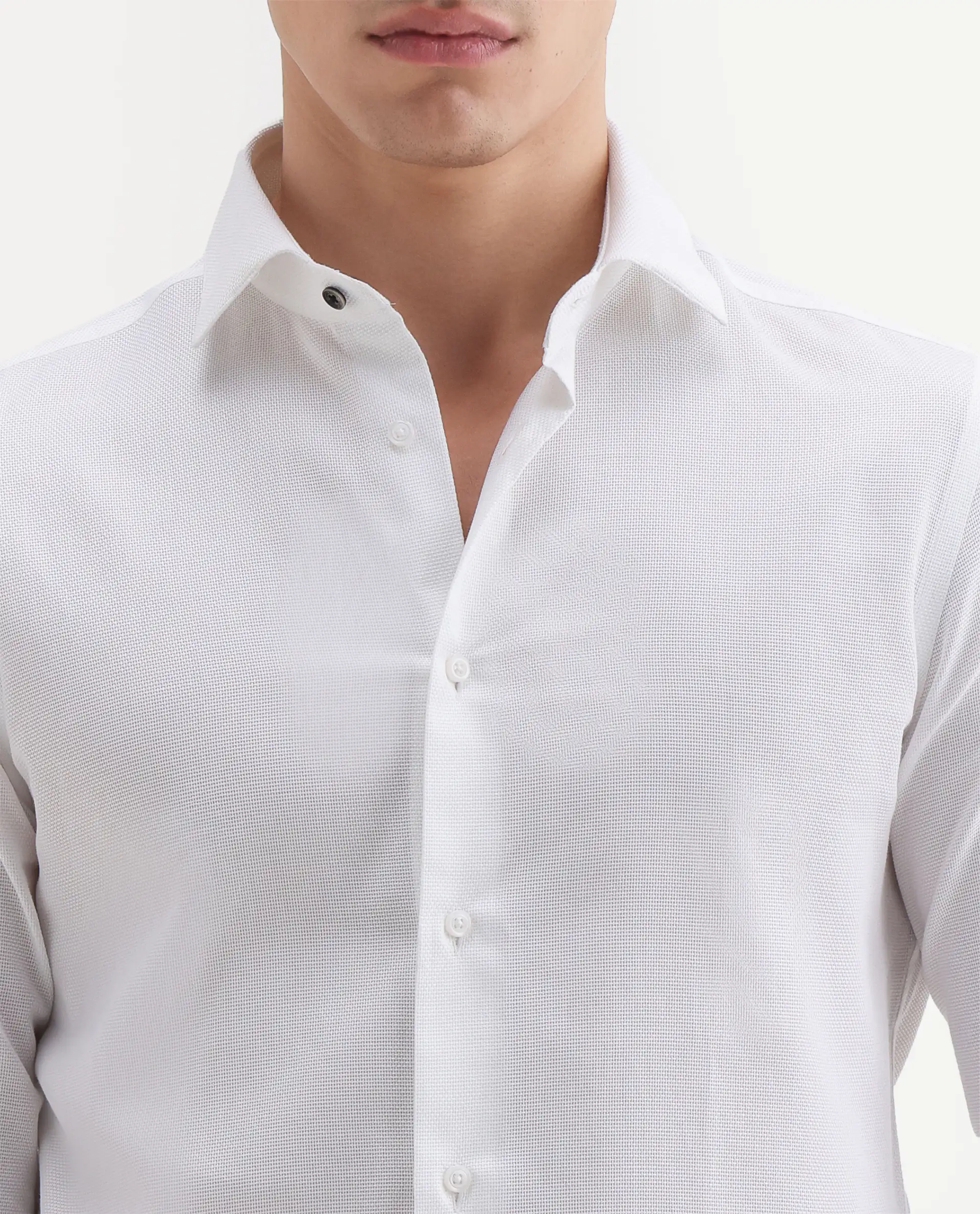 Rare Rabbit Men's Ovia White Cotton Fabric Full Sleeve Spread Collar Regular Plain Shirt - Image 3