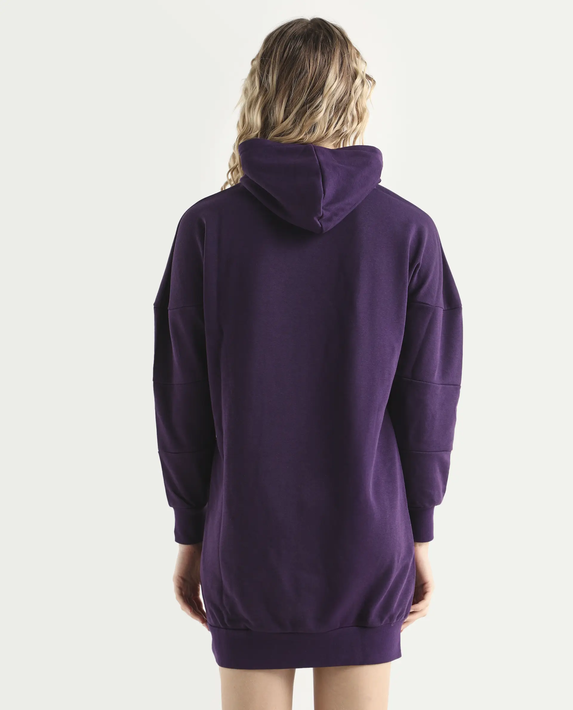 Rareism Women's Owes Purple Cotton Hooded Plain Knee Length Regular Fit Sweatshirt - Image 7
