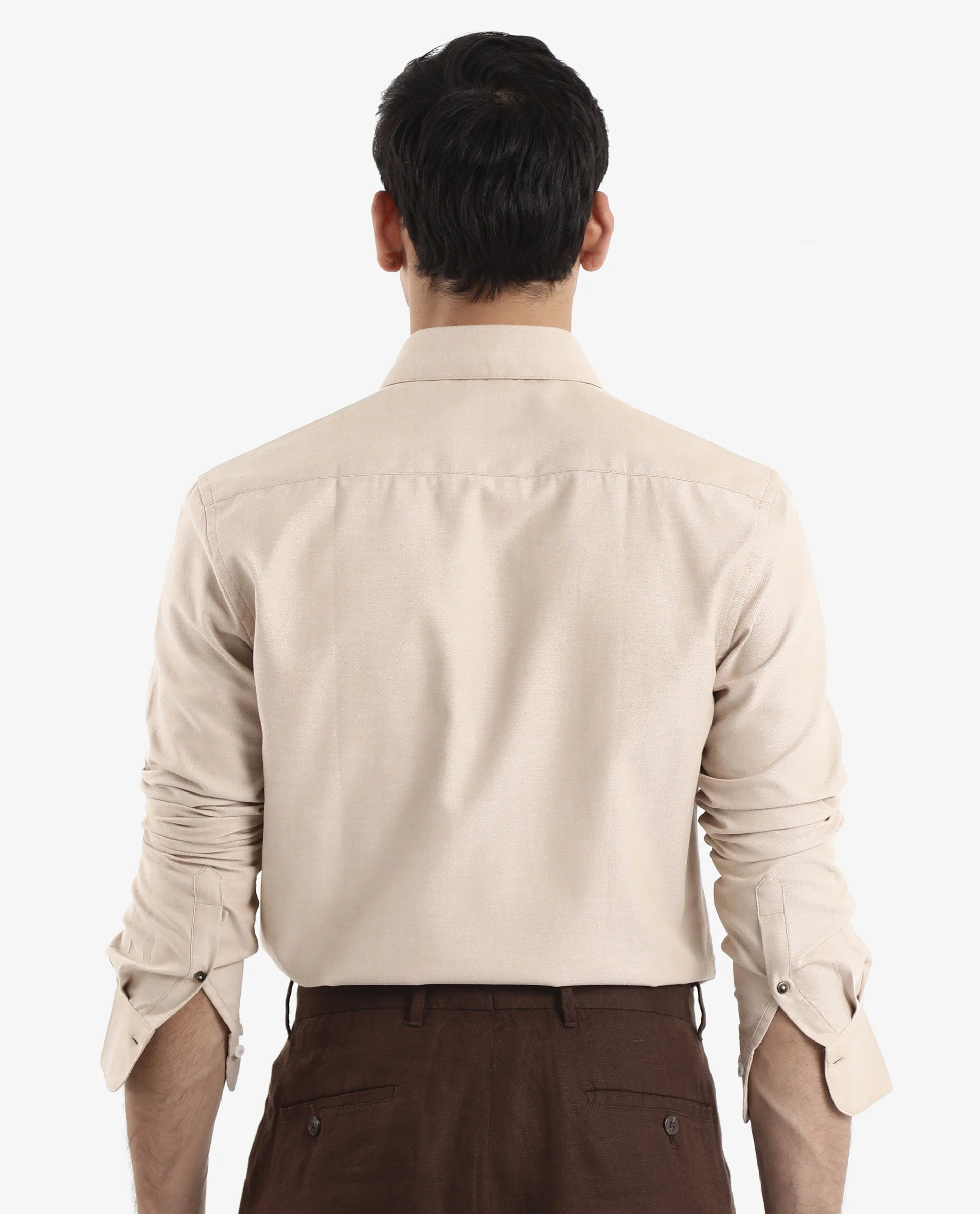 Rare Rabbit Men's Oxfom Beige Cotton Embroidered Regular Fit Full Sleeve Collared Shirt - Image 3
