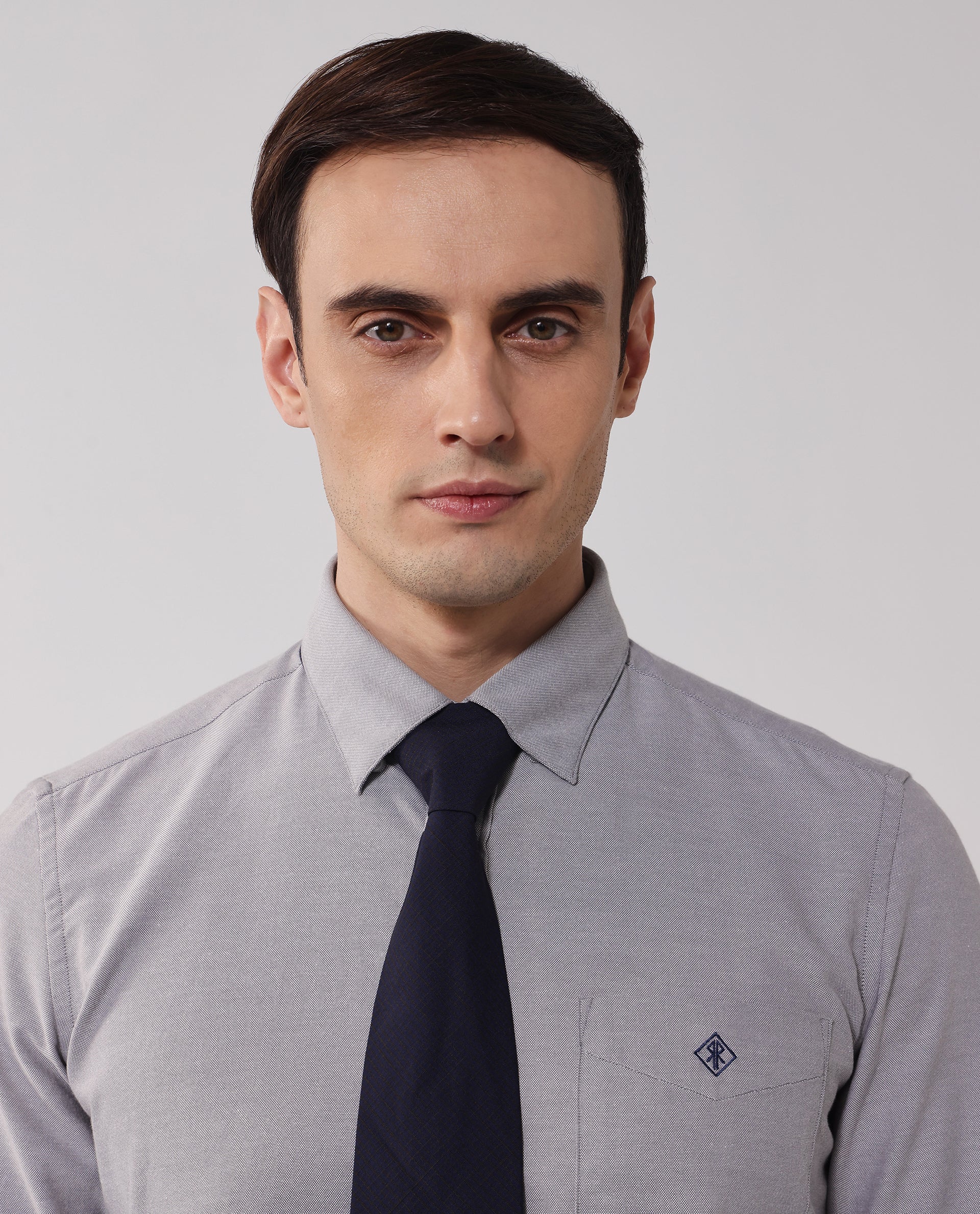 Rare Rabbit Men's Oxfom Grey Cotton Embroidered Regular Fit Full Sleeve Collared Shirt - Image 6