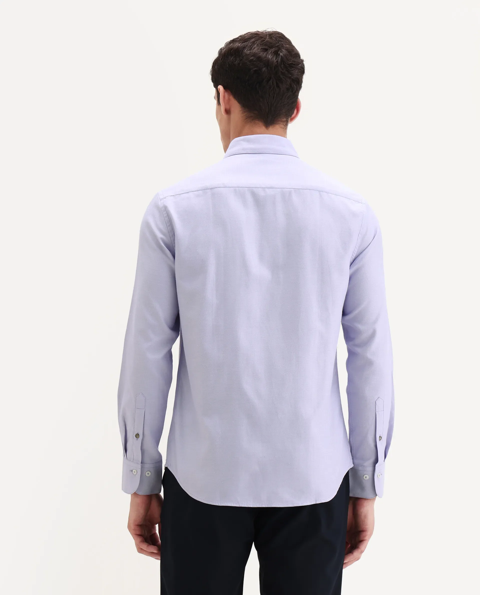 Rare Rabbit Men's Oxfom Light Purple Cotton Embroidered Regular Fit Full Sleeve Collared Shirt - Image 7
