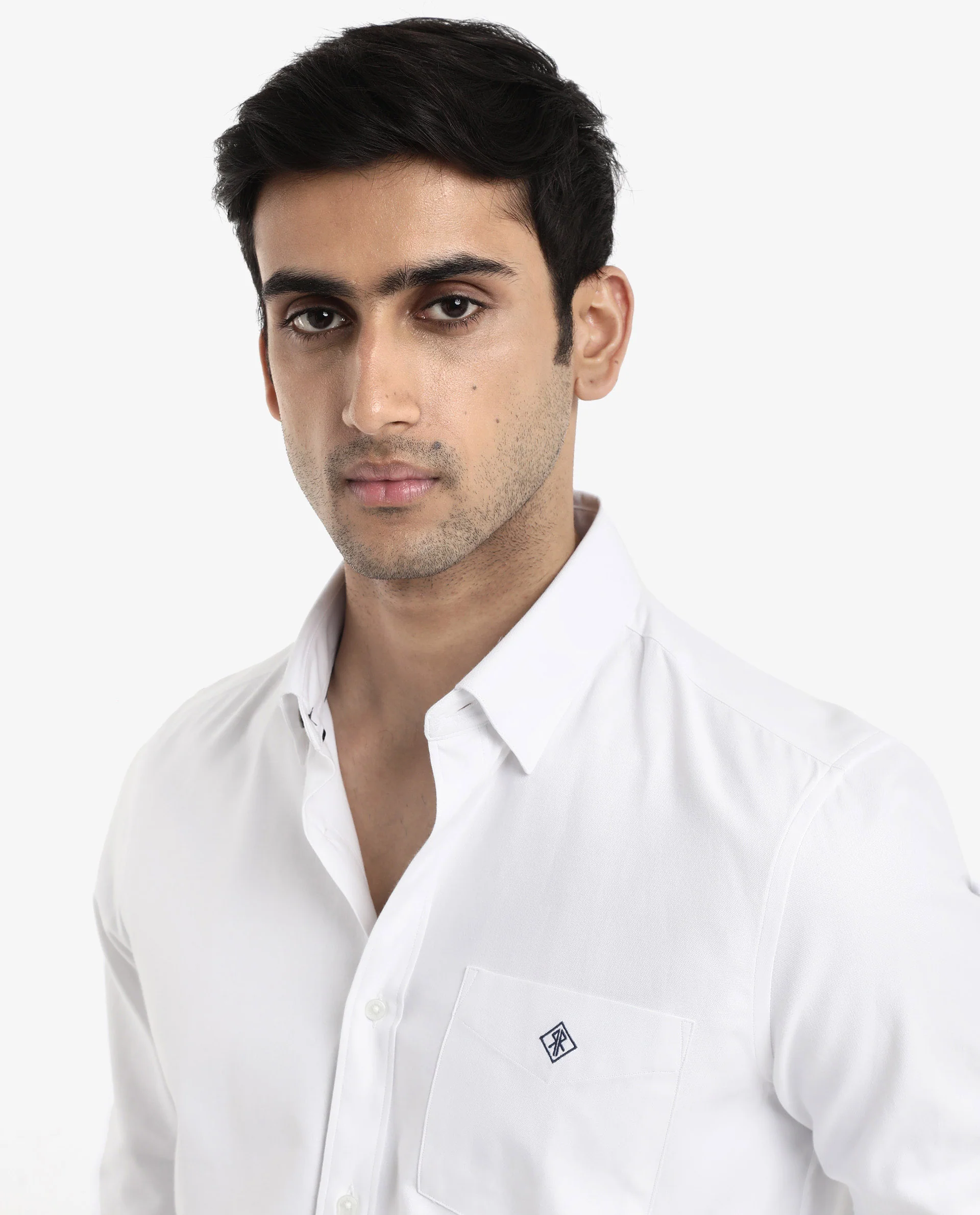 Rare Rabbit Men's Oxfom White Cotton Embroidered Regular Fit Full Sleeve Collared Shirt - Image 5