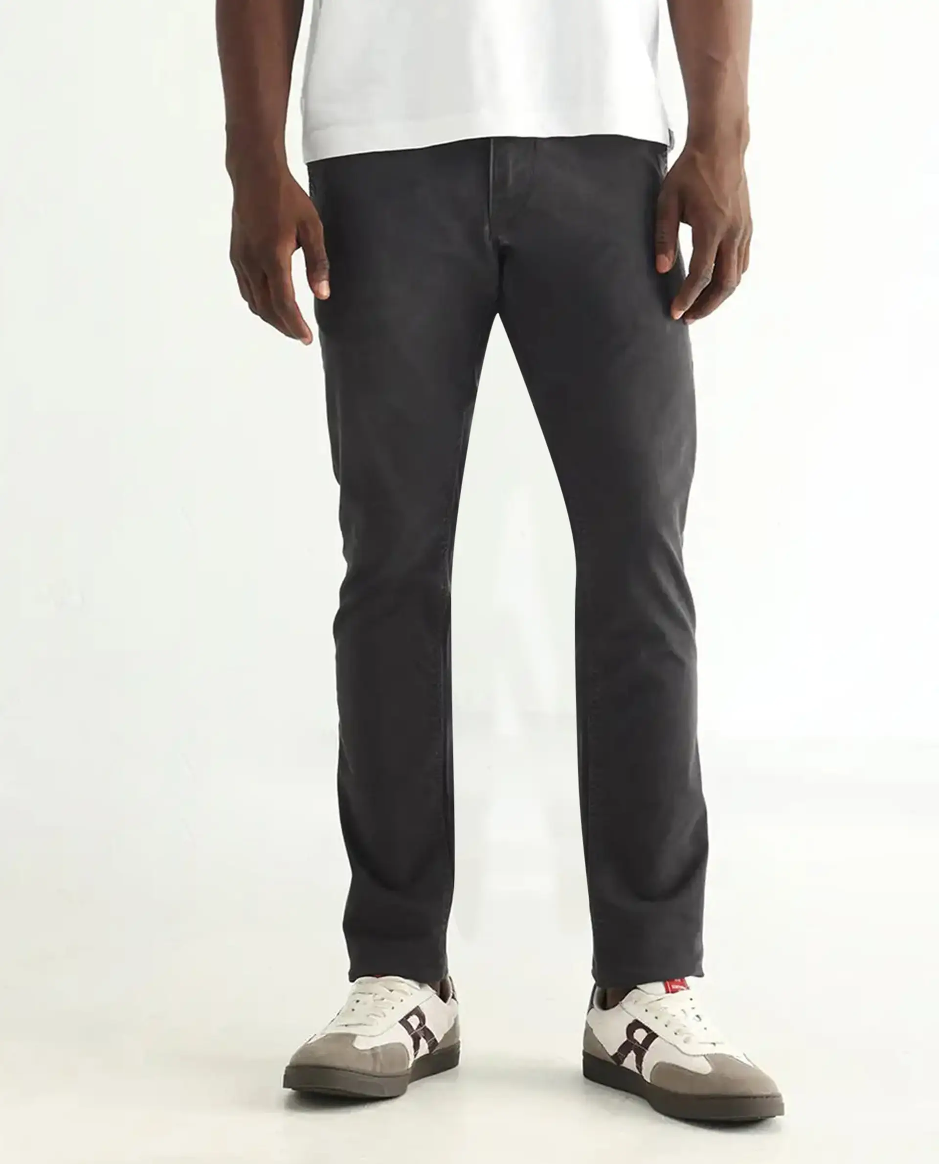 Rare Rabbit Men's Oxin Grey Cotton Plain Hawk Slim Fit Jeans - Image 10