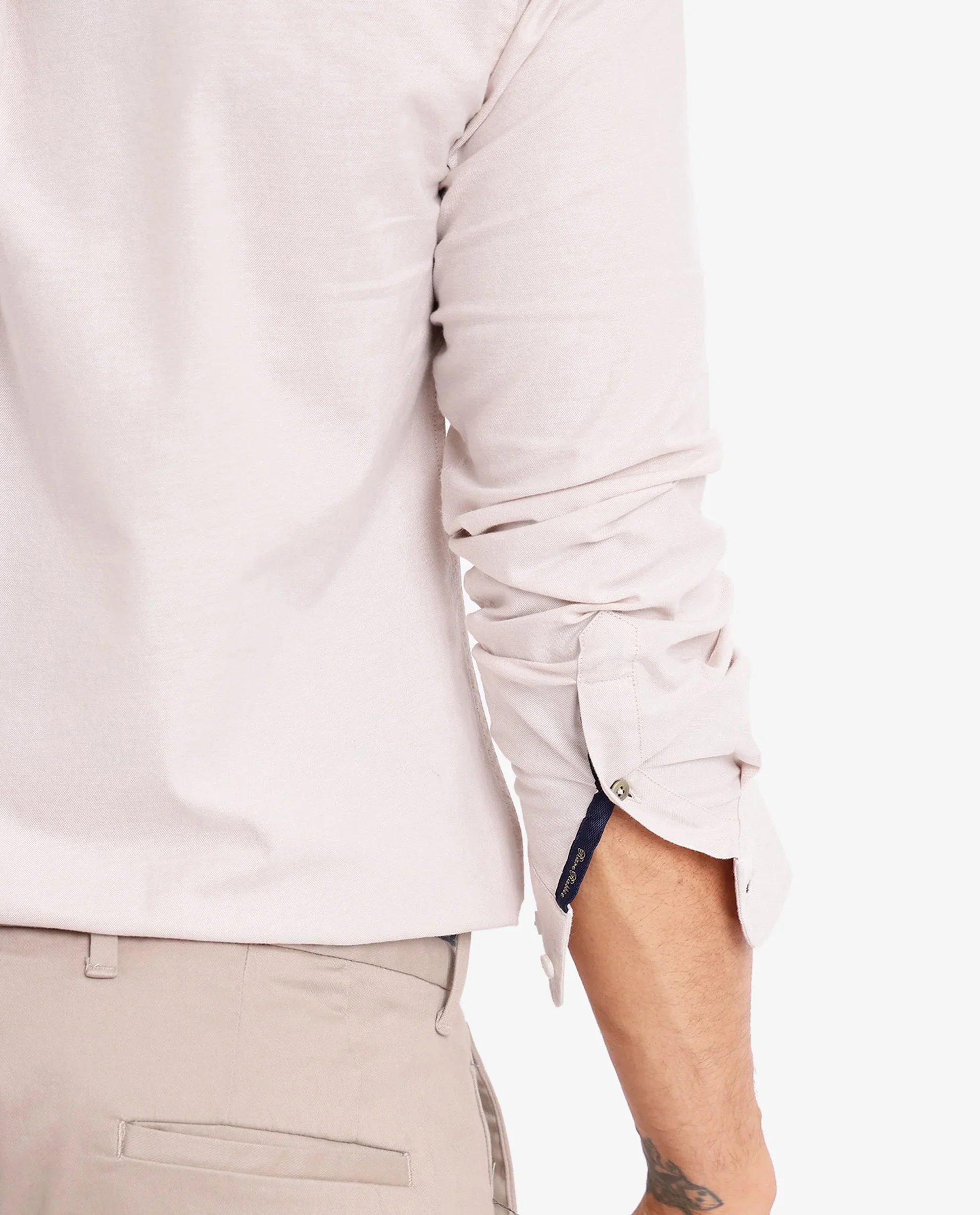 Rare Rabbit Men's Oxo Beige Cotton Blend Embroidered Regular Fit Full Sleeve Collared Shirt - Image 9