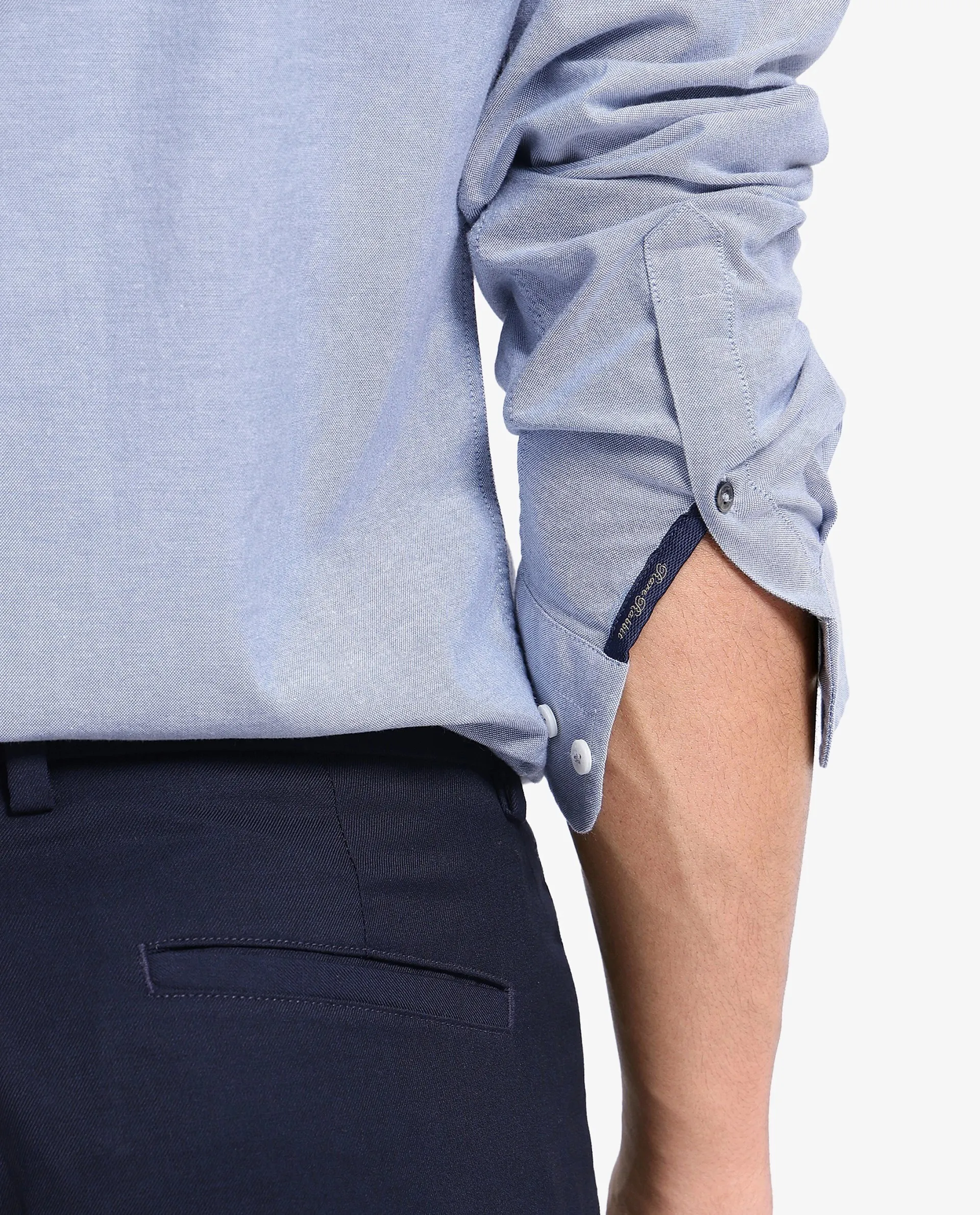 Rare Rabbit Men's Oxo Dusky Blue Cotton Blend Plain Regular Fit Full Sleeve Collared Shirt - Image 9