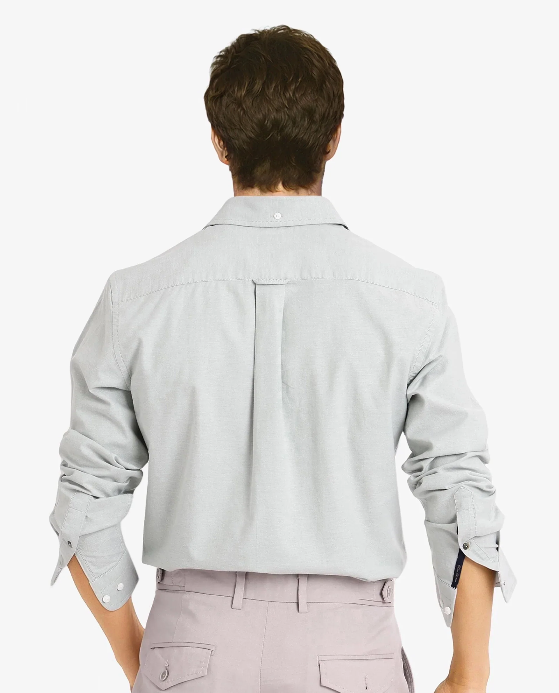 Rare Rabbit Men's Oxo Dusky Green Cotton Blend Plain Regular Fit Full Sleeve Collared Shirt - Image 4
