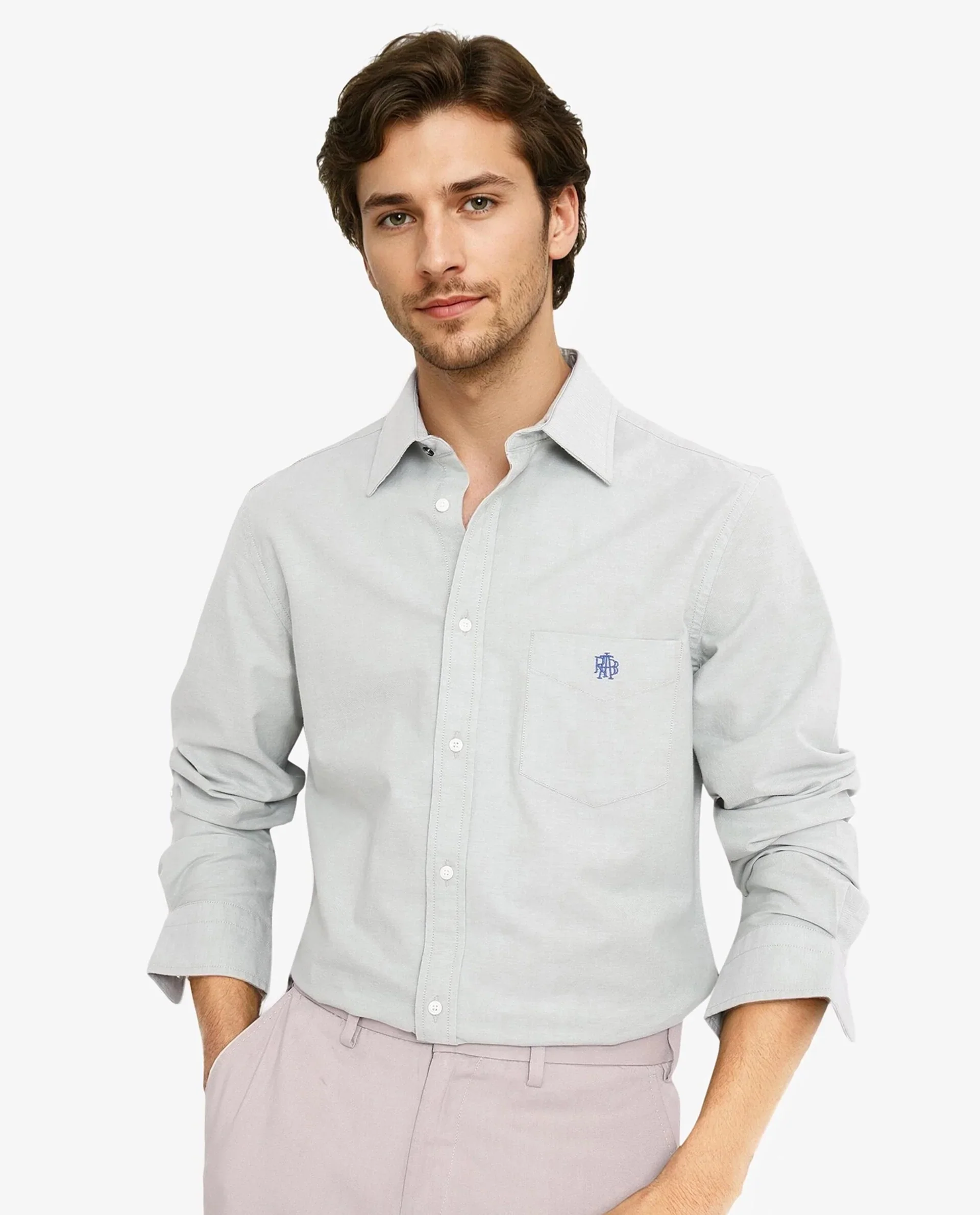 Rare Rabbit Men's Oxo Dusky Green Cotton Blend Plain Regular Fit Full Sleeve Collared Shirt - Image 8
