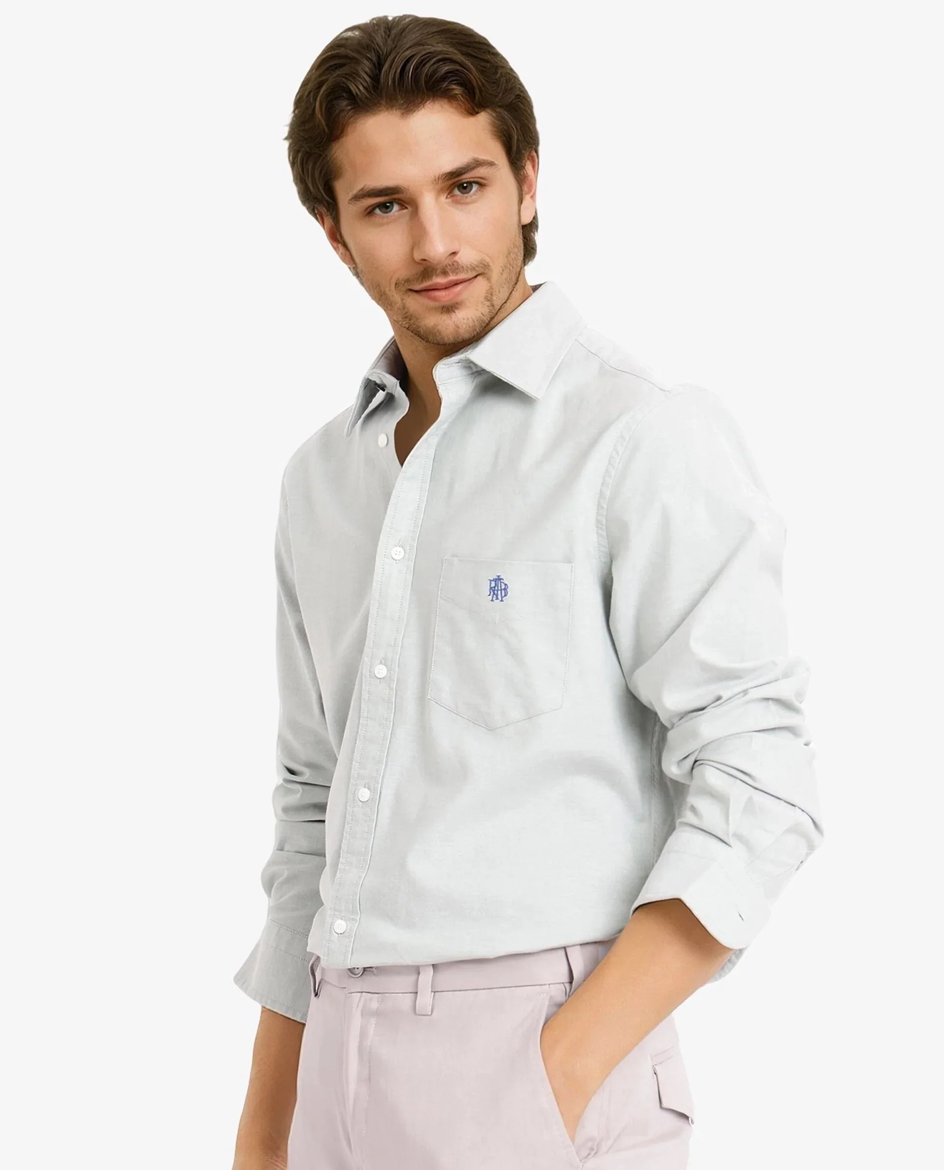 Rare Rabbit Men's Oxo Dusky Green Cotton Blend Plain Regular Fit Full Sleeve Collared Shirt - Image 9