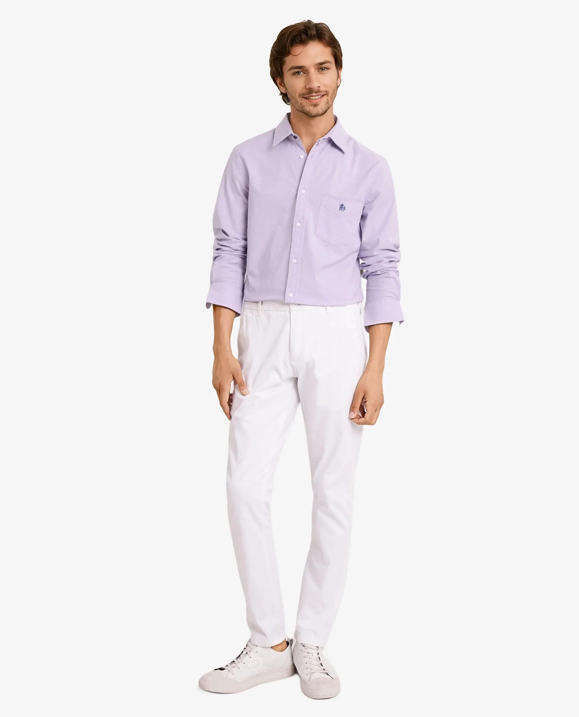 Rare Rabbit Men's Oxo Light Purple Cotton Blend Plain Regular Fit Full Sleeve Collared Shirt - Image 2