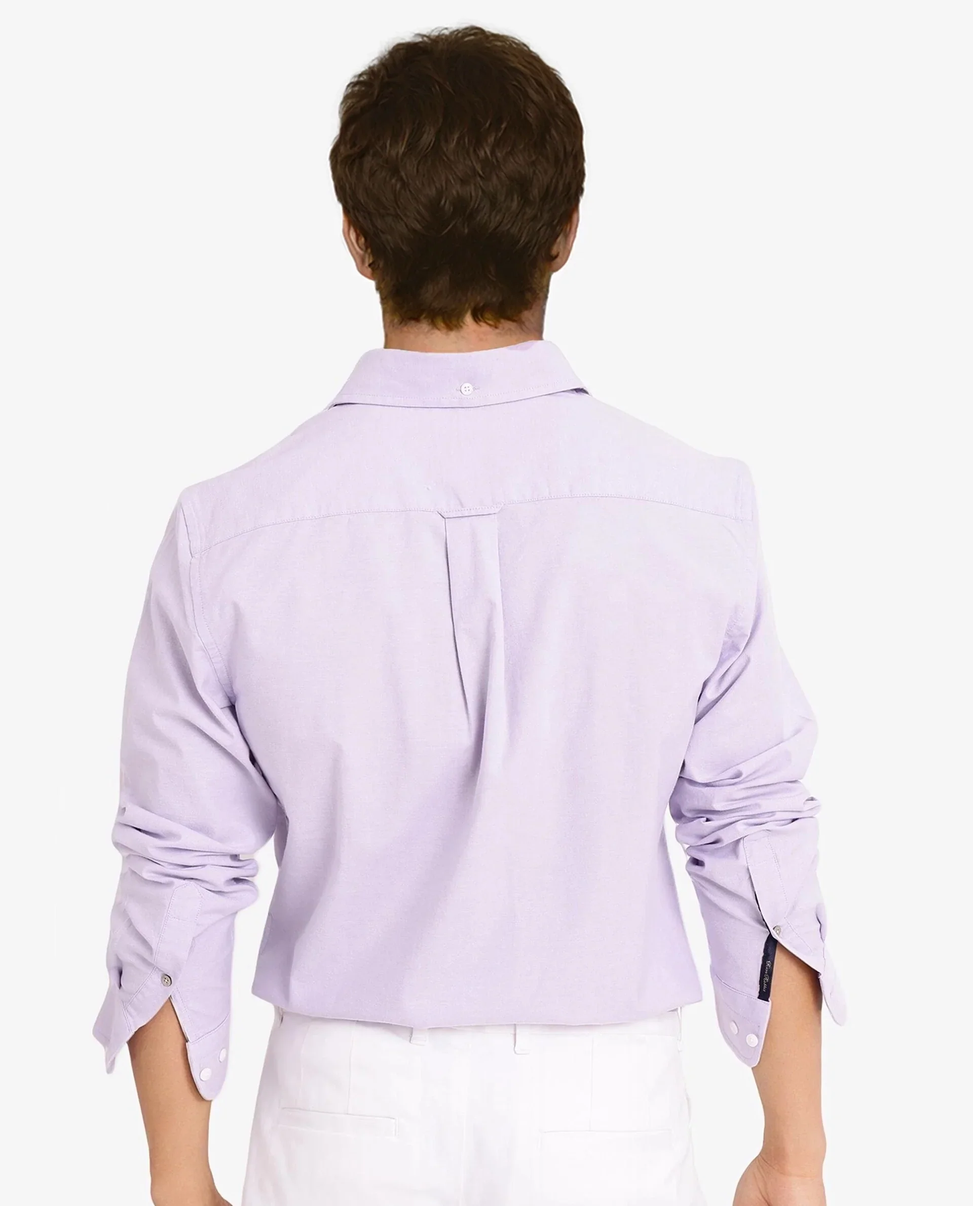 Rare Rabbit Men's Oxo Light Purple Cotton Blend Plain Regular Fit Full Sleeve Collared Shirt - Image 4