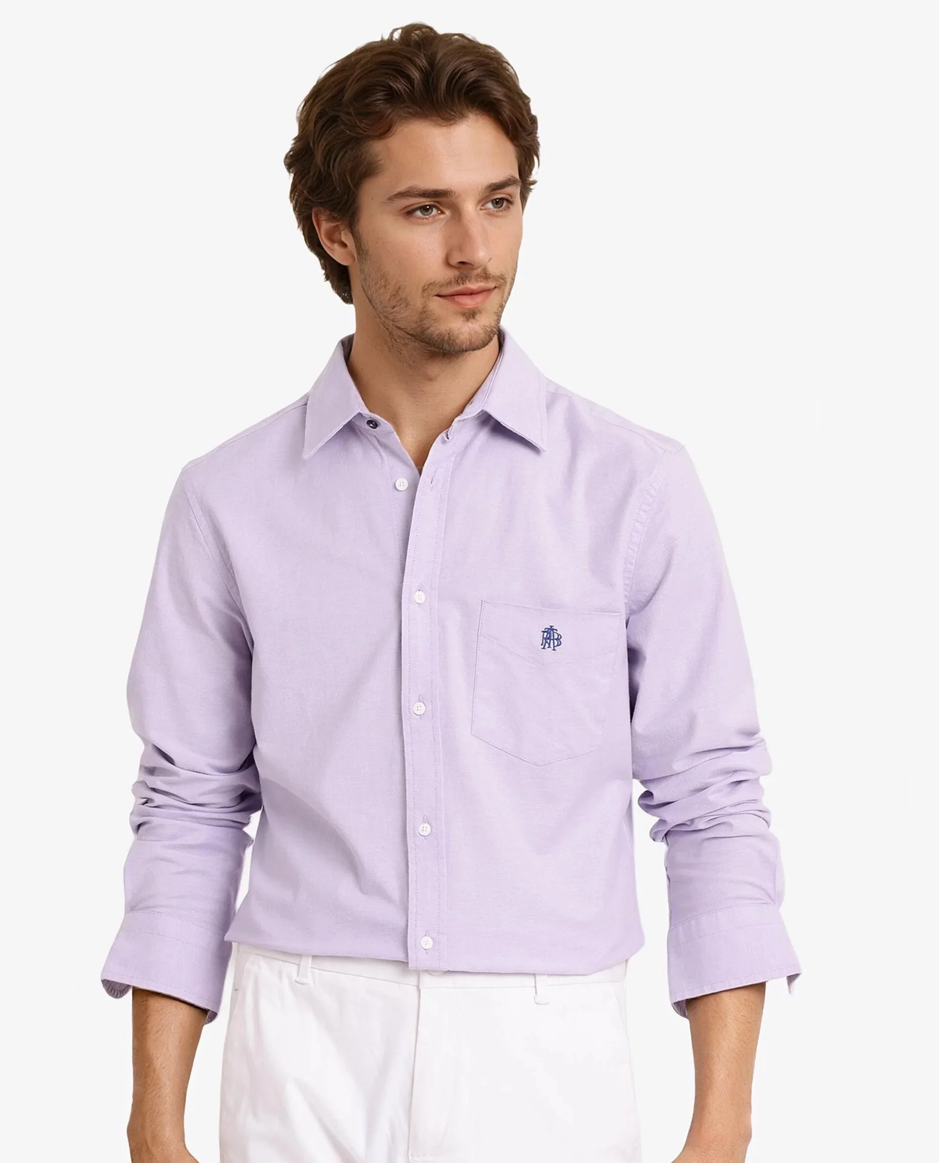 Rare Rabbit Men's Oxo Light Purple Cotton Blend Plain Regular Fit Full Sleeve Collared Shirt - Image 6
