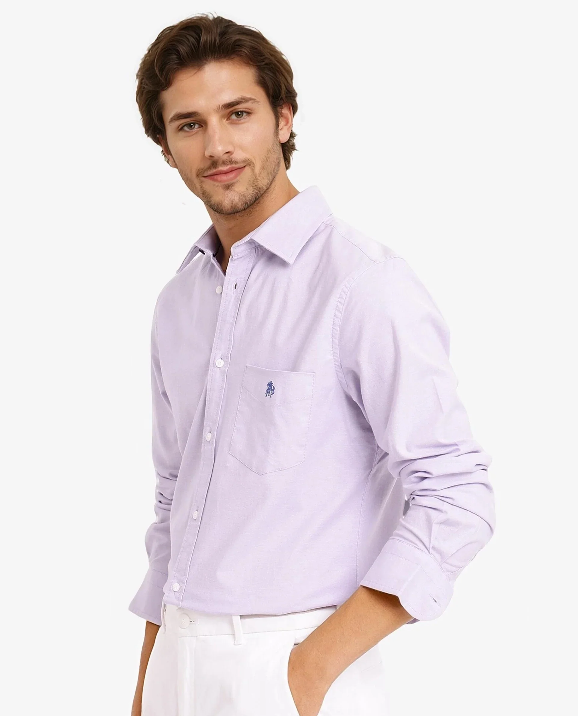 Rare Rabbit Men's Oxo Light Purple Cotton Blend Plain Regular Fit Full Sleeve Collared Shirt - Image 7