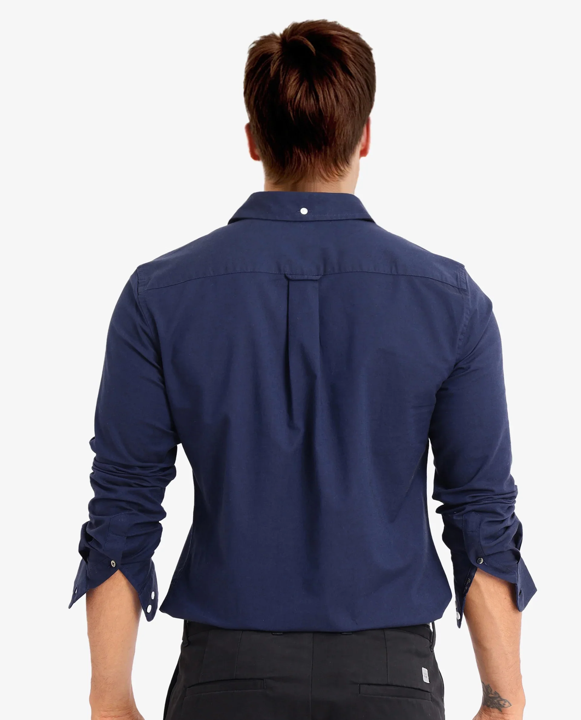 Rare Rabbit Men's Oxo Navy Cotton Blend Plain Regular Fit Full Sleeve Collared Shirt - Image 4