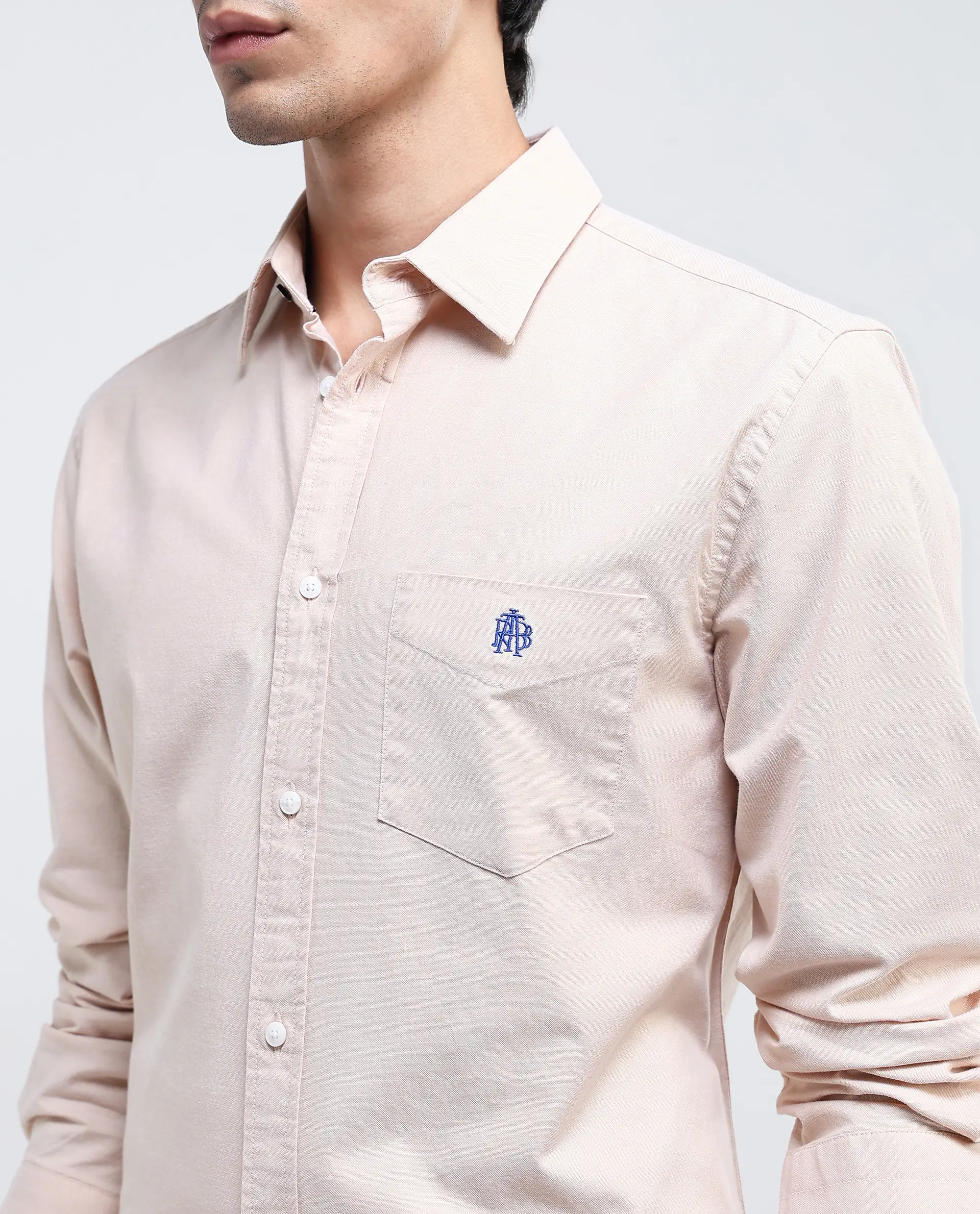 Rare Rabbit Men's Oxo Pastel Mustard Cotton Blend Plain Regular Fit Full Sleeve Collared Shirt - Image 3