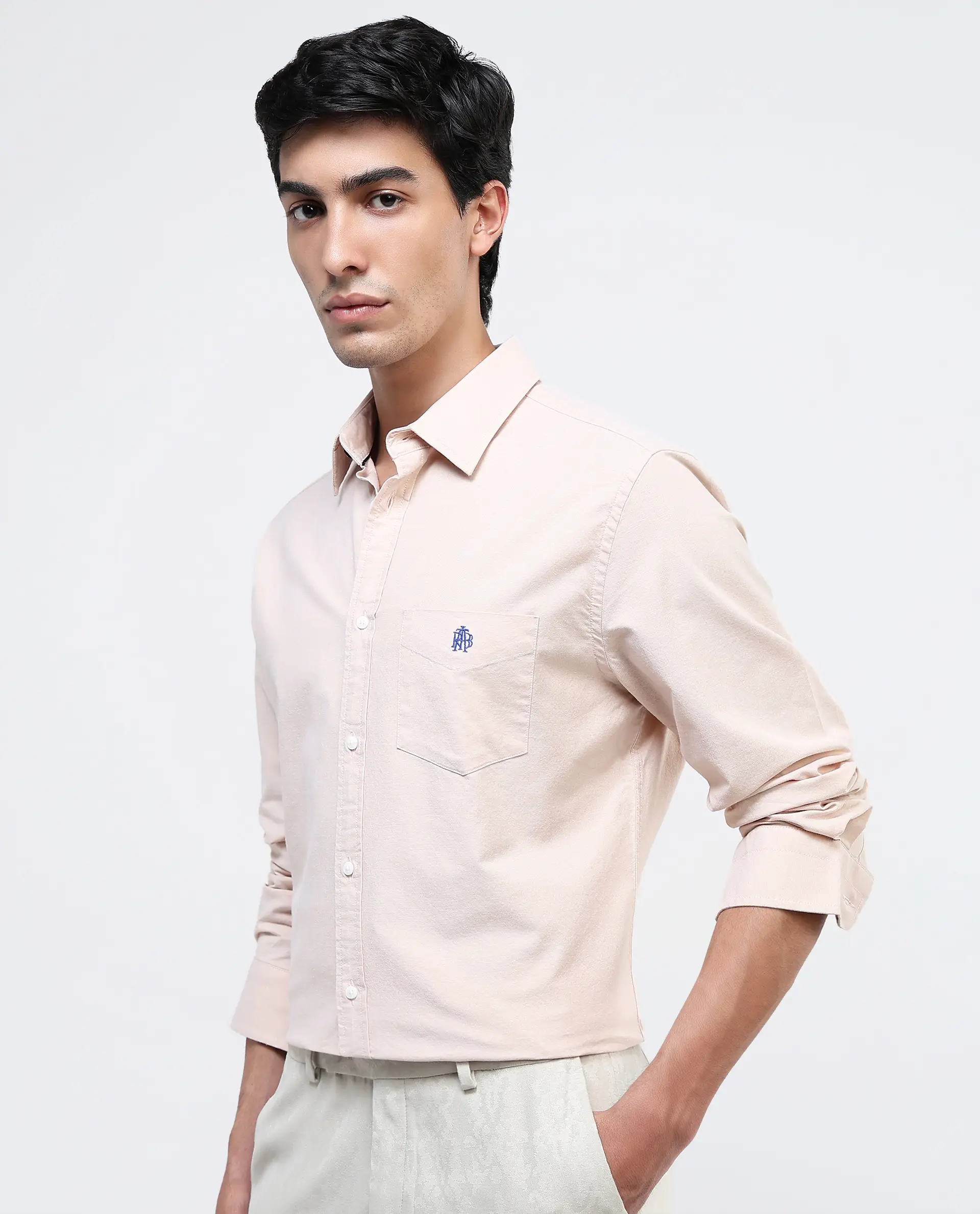 Rare Rabbit Men's Oxo Pastel Mustard Cotton Blend Plain Regular Fit Full Sleeve Collared Shirt - Image 5