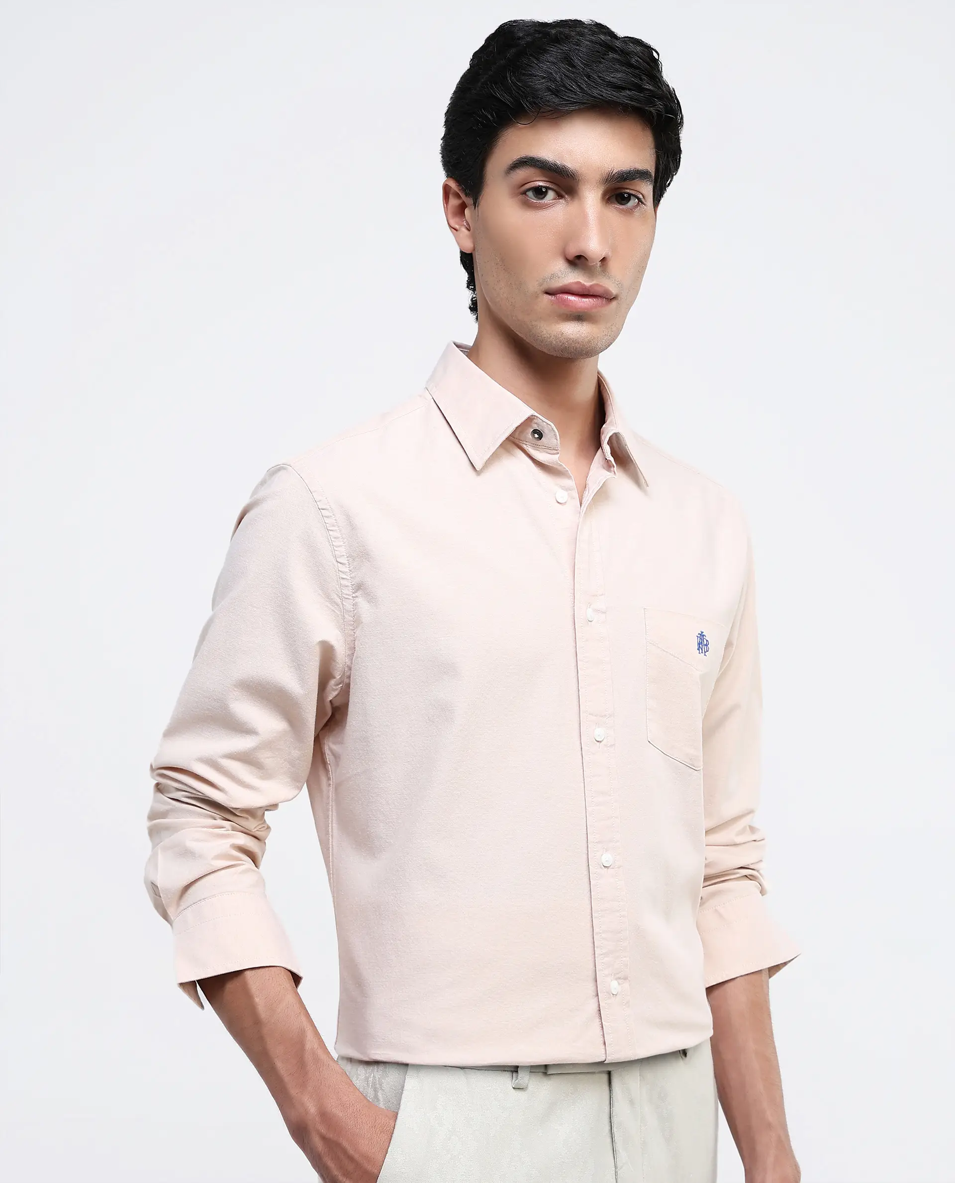 Rare Rabbit Men's Oxo Pastel Mustard Cotton Blend Plain Regular Fit Full Sleeve Collared Shirt - Image 6