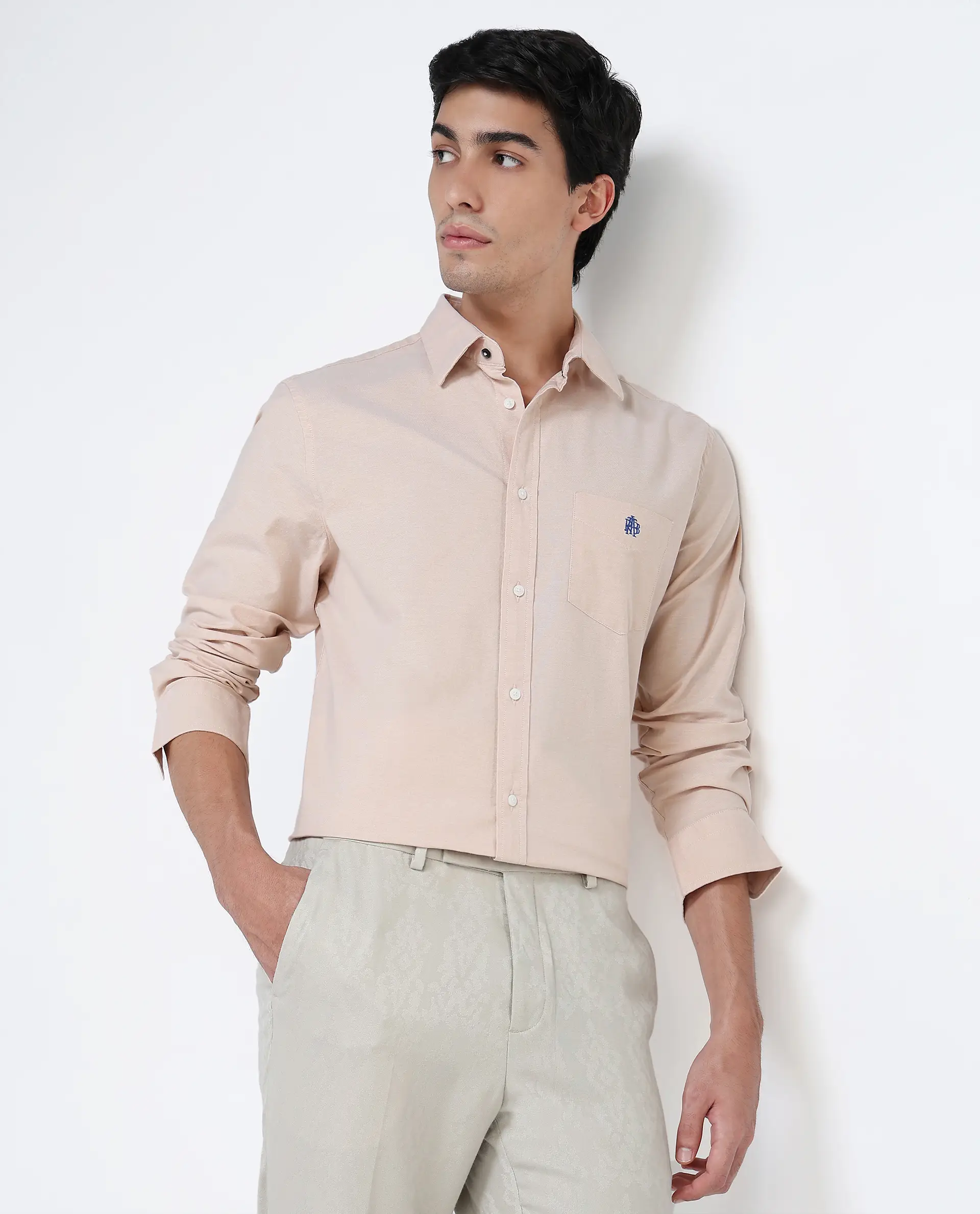 Rare Rabbit Men's Oxo Pastel Mustard Cotton Blend Plain Regular Fit Full Sleeve Collared Shirt - Image 7