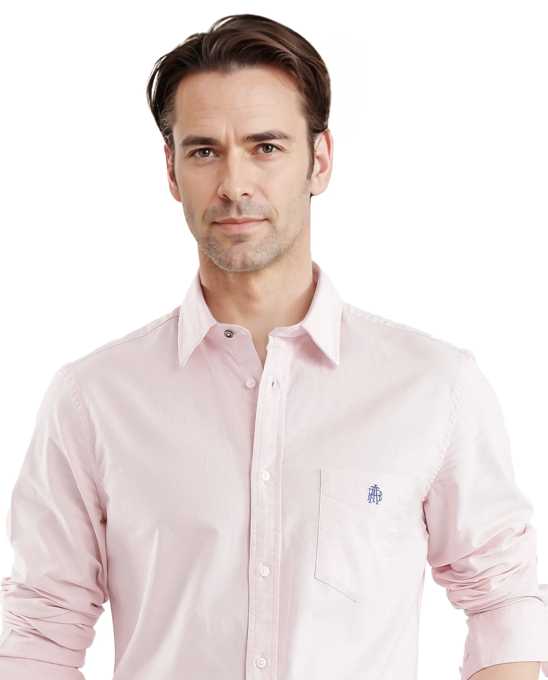 Rare Rabbit Men's Oxo Pastel Pink Cotton Blend Plain Regular Fit Full Sleeve Collared Shirt - Image 7