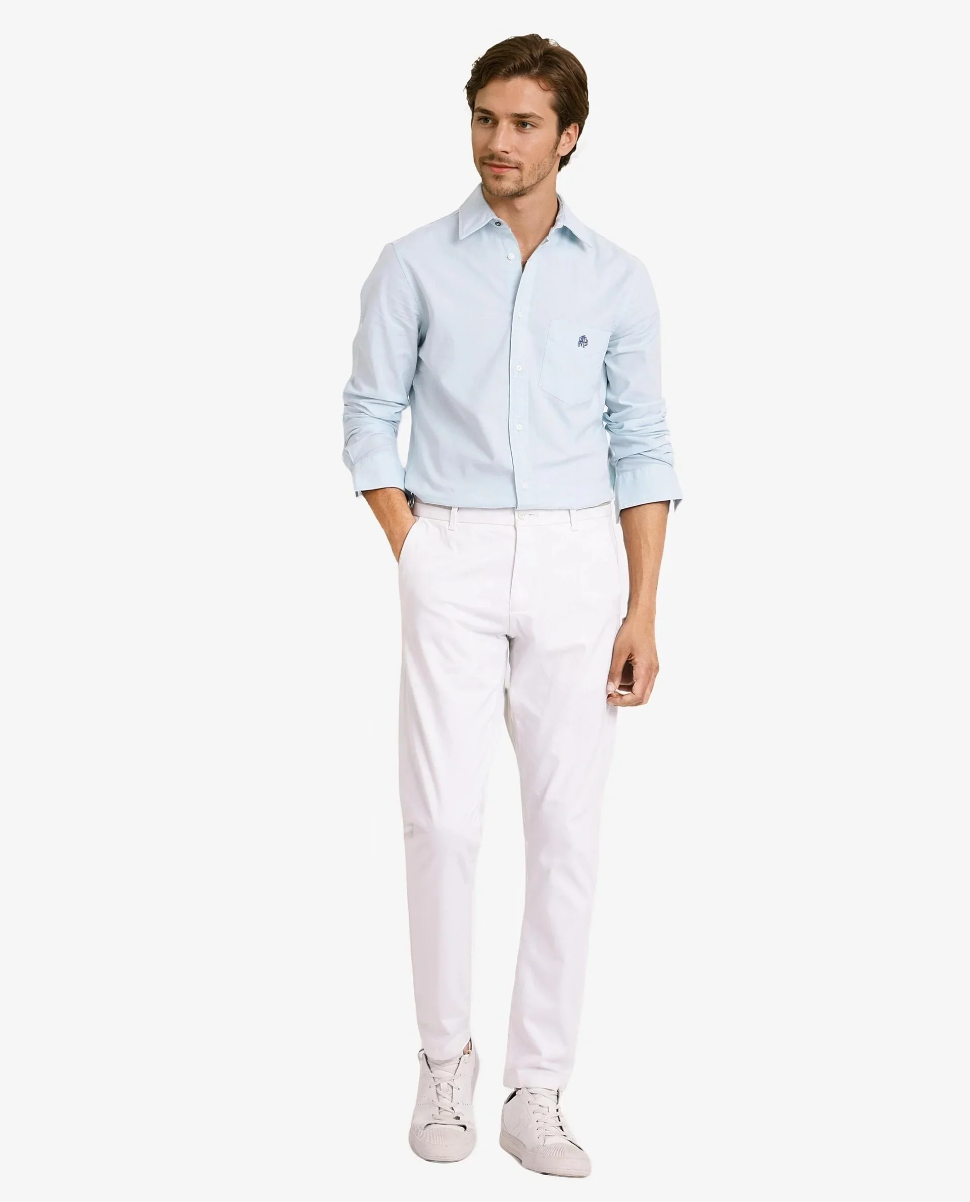 Rare Rabbit Men's Oxo Pastel Turq Cotton Blend Plain Regular Fit Full Sleeve Collared Shirt - Image 2