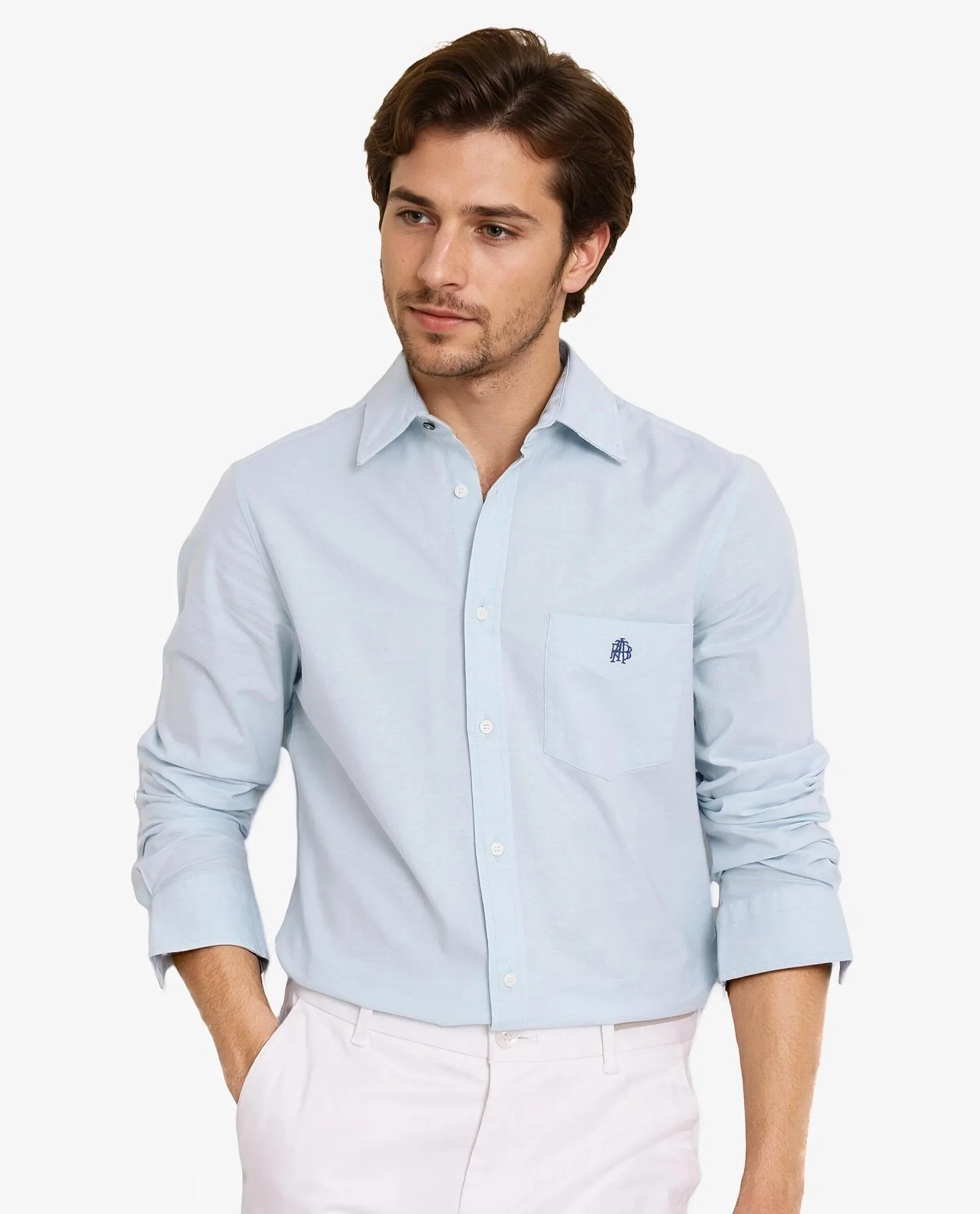 Rare Rabbit Men's Oxo Pastel Turq Cotton Blend Plain Regular Fit Full Sleeve Collared Shirt - Image 8