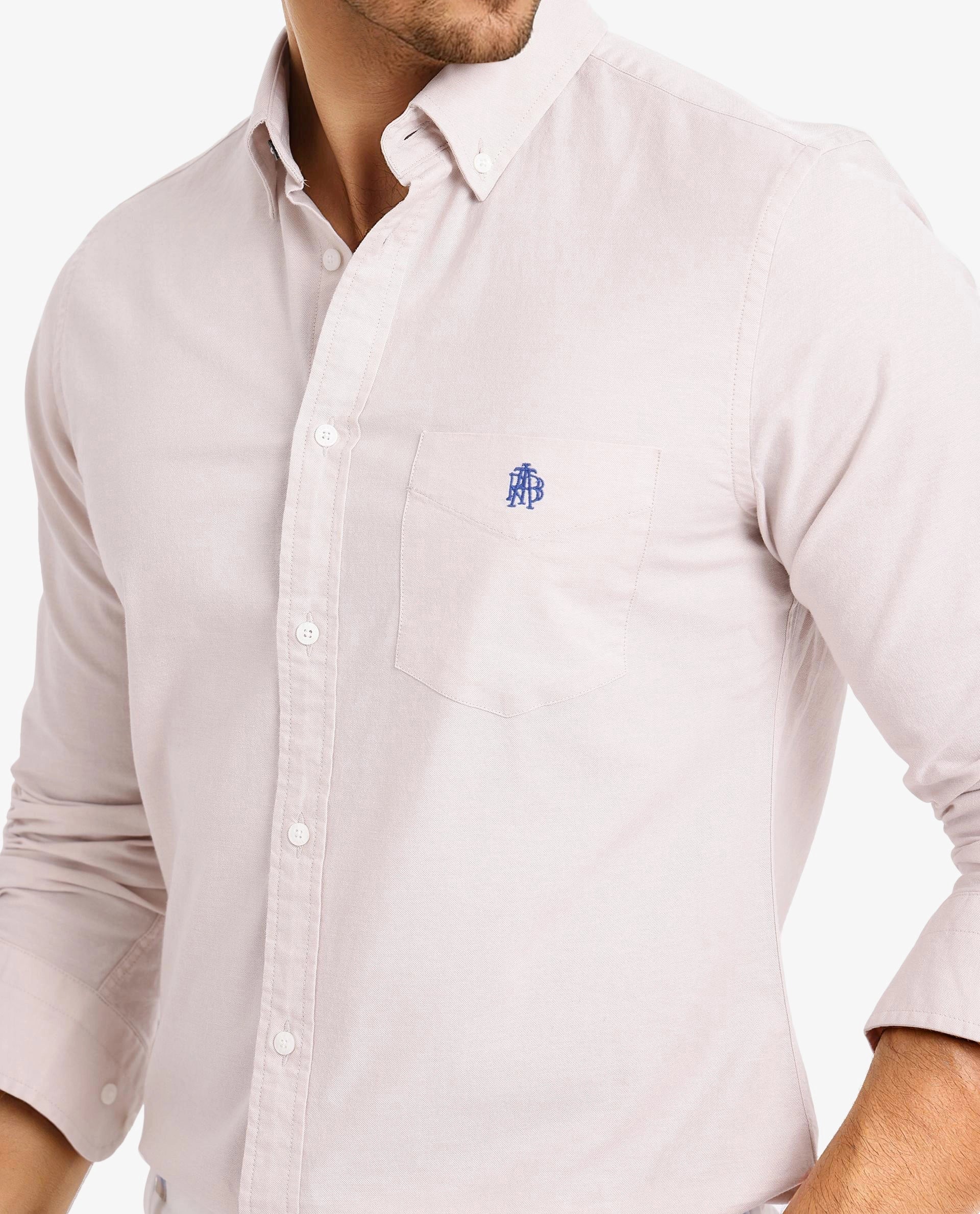 Rare Rabbit Men's Oxob Beige Cotton Blend Plain Regular Fit Full Sleeve Collared Shirt - Image 4