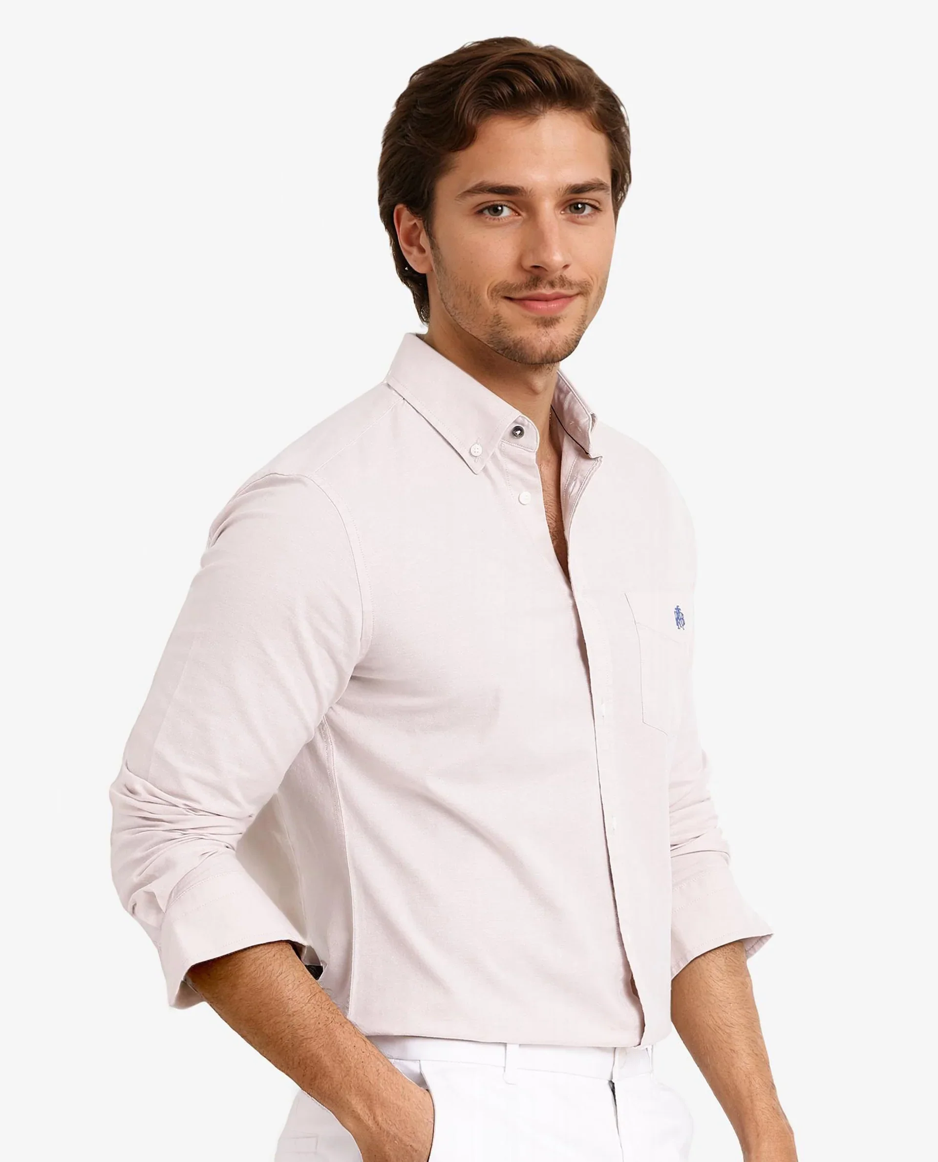 Rare Rabbit Men's Oxob Beige Cotton Blend Plain Regular Fit Full Sleeve Collared Shirt - Image 7