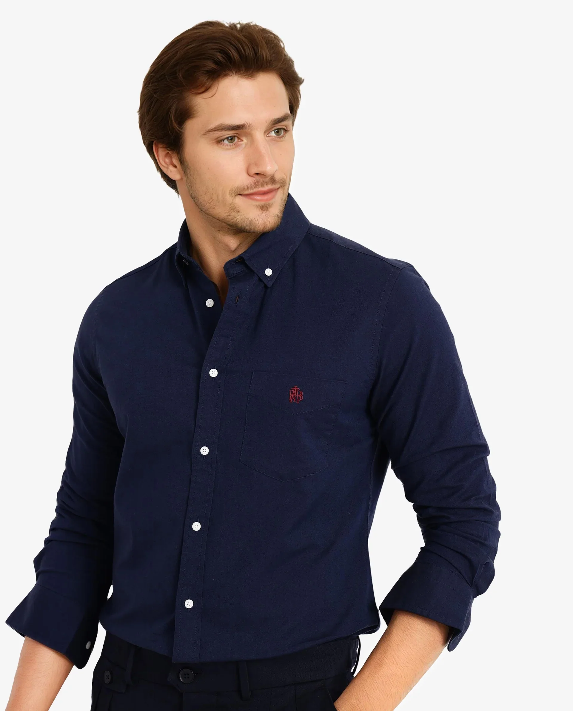 Rare Rabbit Men's Oxob Navy Cotton Blend Plain Regular Fit Full Sleeve Collared Shirt - Image 6