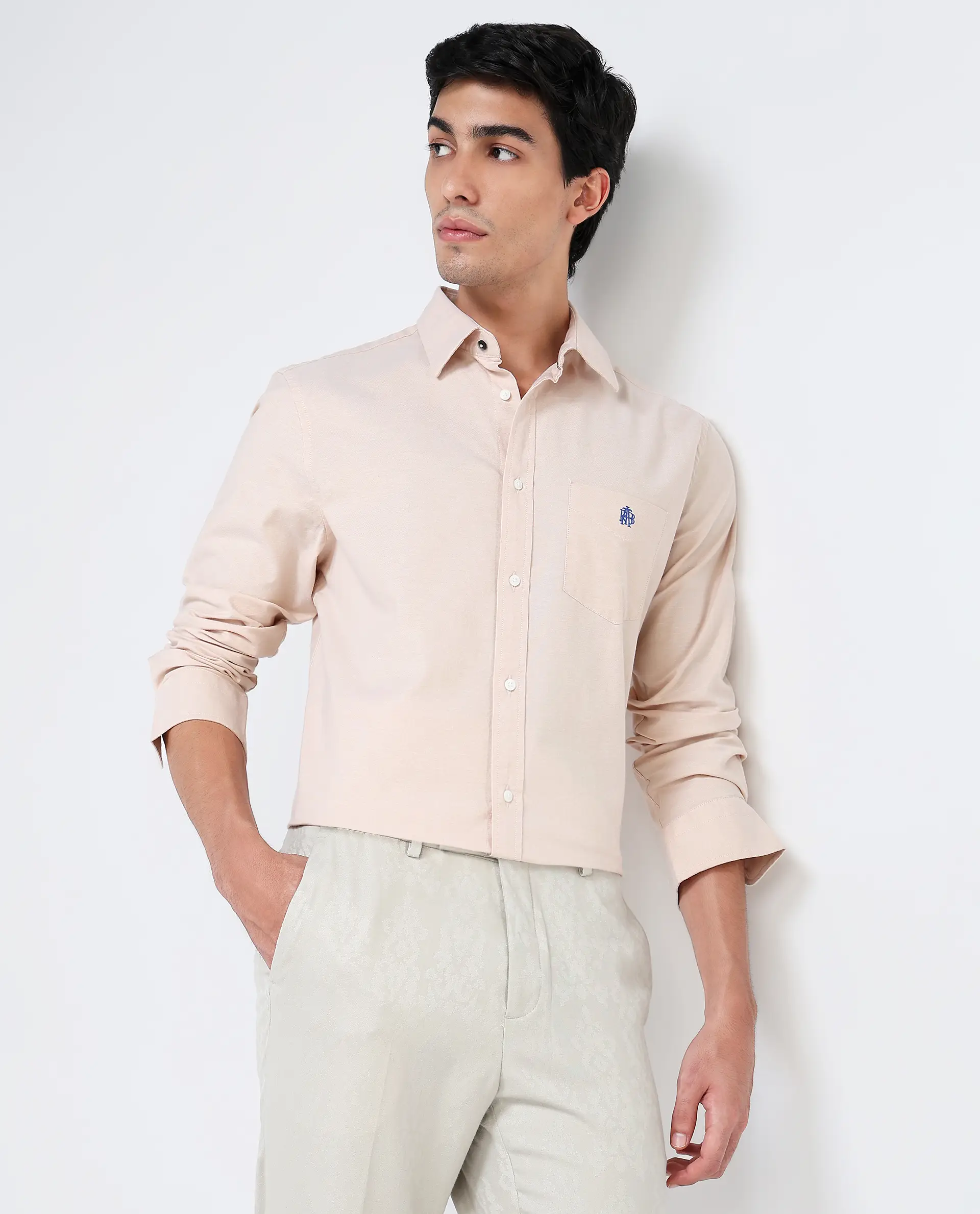 Rare Rabbit Men's Oxob Pastel Mustard Cotton Blend Plain Regular Fit Full Sleeve Collared Shirt - Image 4