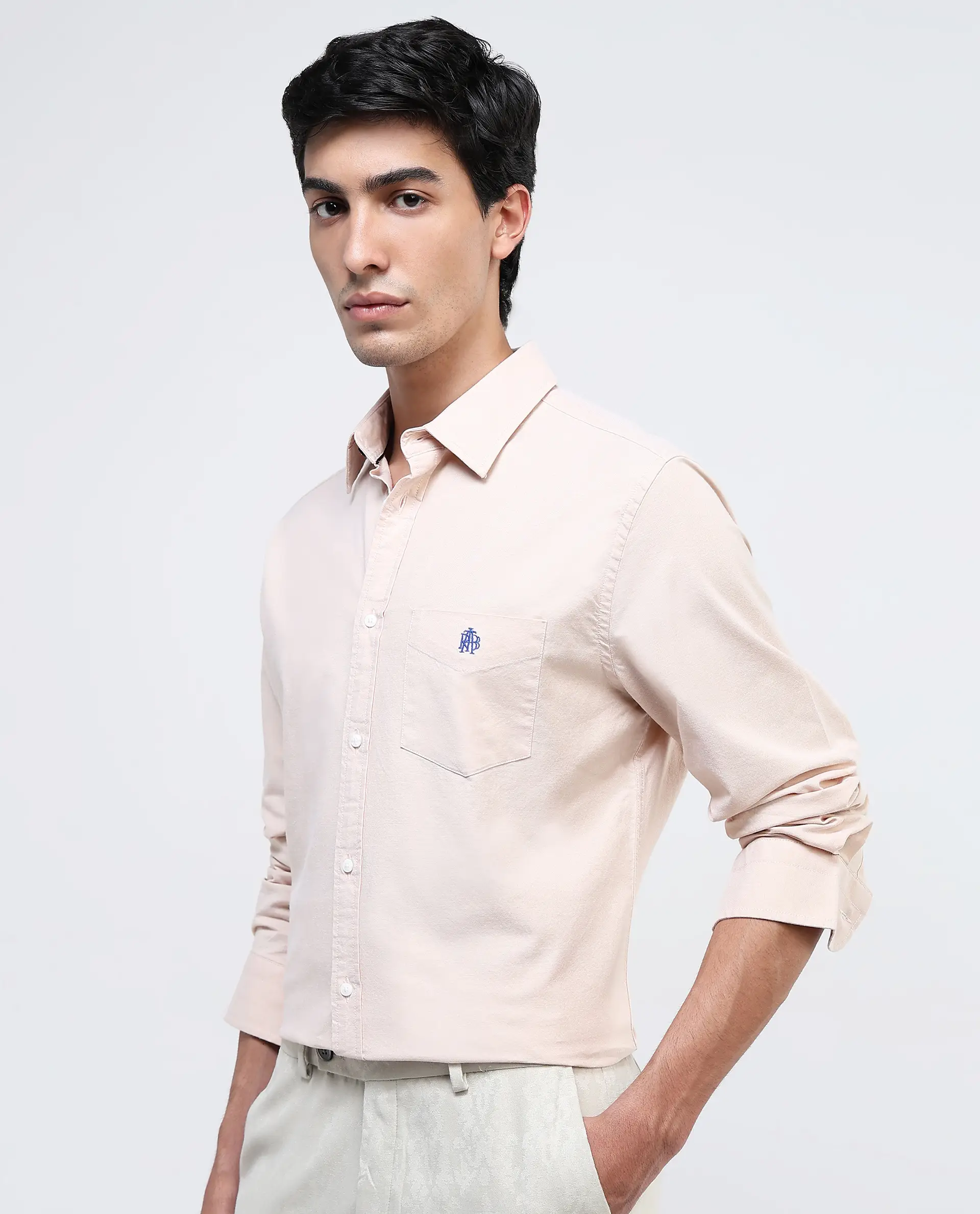 Rare Rabbit Men's Oxob Pastel Mustard Cotton Blend Plain Regular Fit Full Sleeve Collared Shirt - Image 7