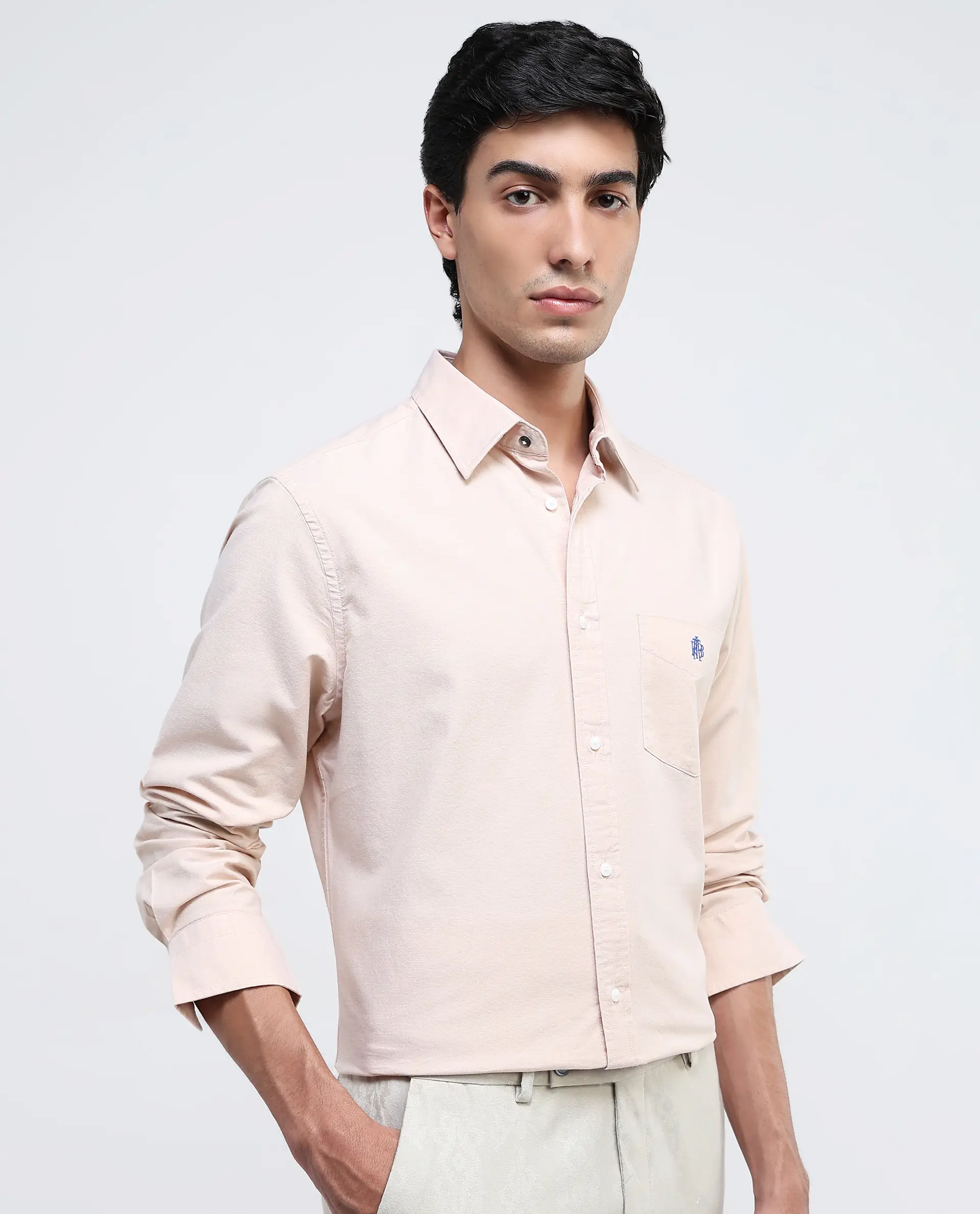 Rare Rabbit Men's Oxob Pastel Mustard Cotton Blend Plain Regular Fit Full Sleeve Collared Shirt - Image 8