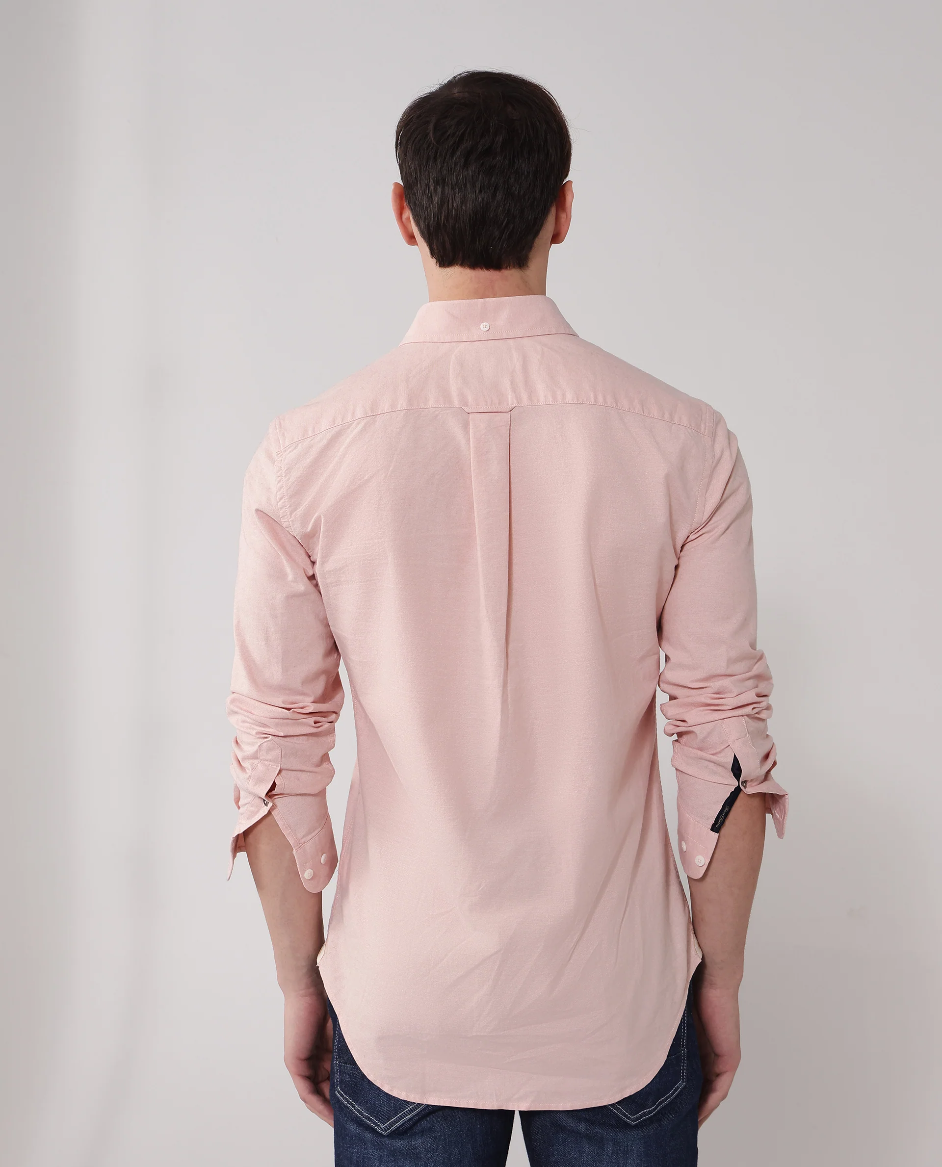 Rare Rabbit Men's Oxob Pastel Peach Cotton Blend Plain Regular Fit Full Sleeve Collared Shirt - Image 4