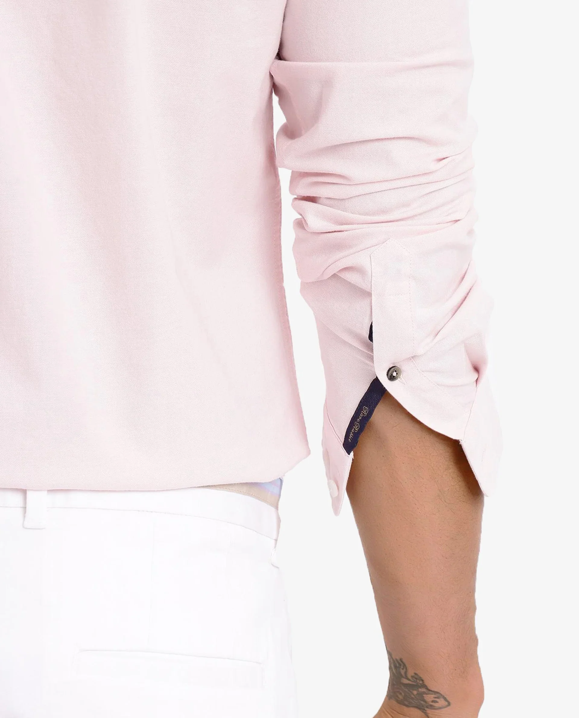 Rare Rabbit Men's Oxob Pastel Pink Cotton Blend Plain Regular Fit Full Sleeve Collared Shirt - Image 5