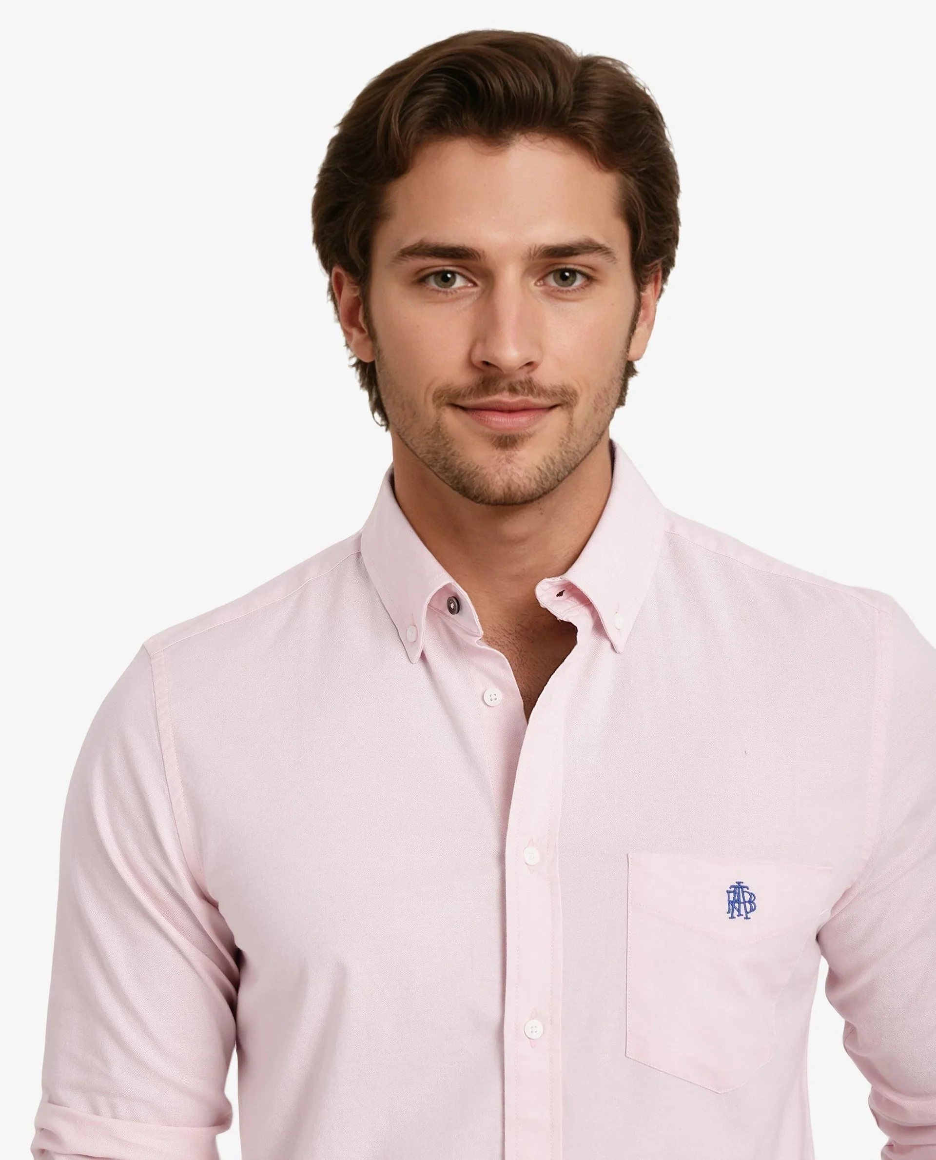 Rare Rabbit Men's Oxob Pastel Pink Cotton Blend Plain Regular Fit Full Sleeve Collared Shirt - Image 8