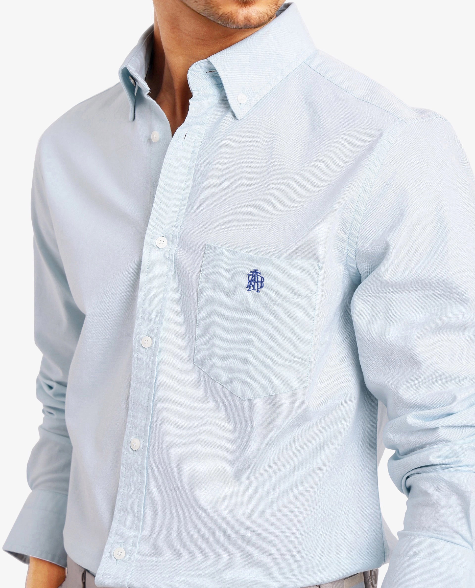 Rare Rabbit Men's Oxob Pastel Turq Cotton Blend Plain Regular Fit Full Sleeve Collared Shirt - Image 3