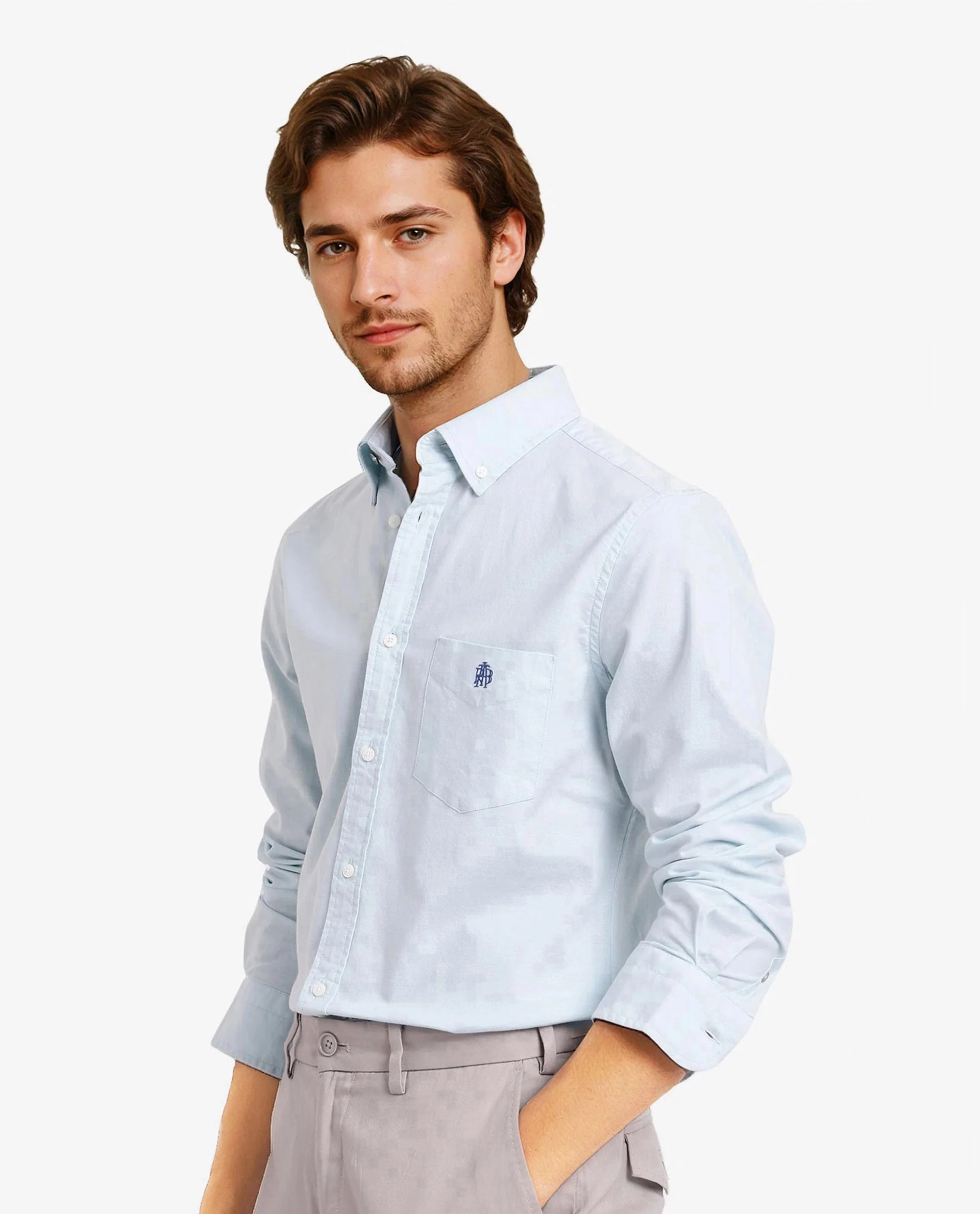 Rare Rabbit Men's Oxob Pastel Turq Cotton Blend Plain Regular Fit Full Sleeve Collared Shirt - Image 5