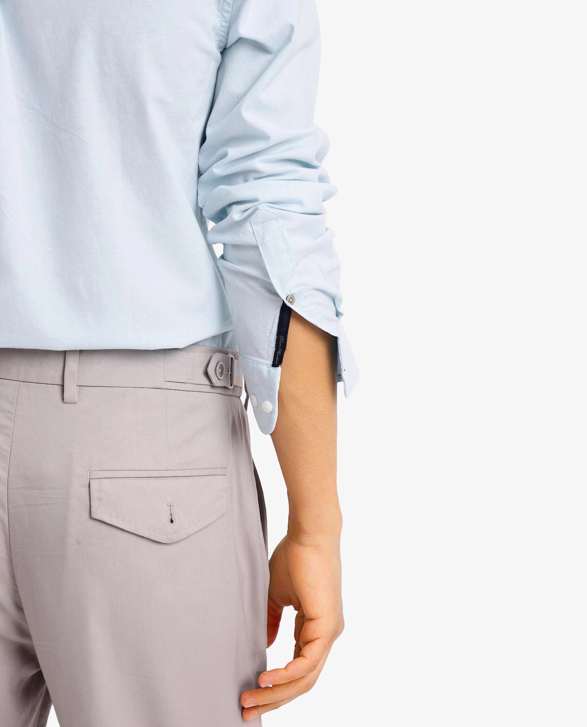 Rare Rabbit Men's Oxob Pastel Turq Cotton Blend Plain Regular Fit Full Sleeve Collared Shirt - Image 8
