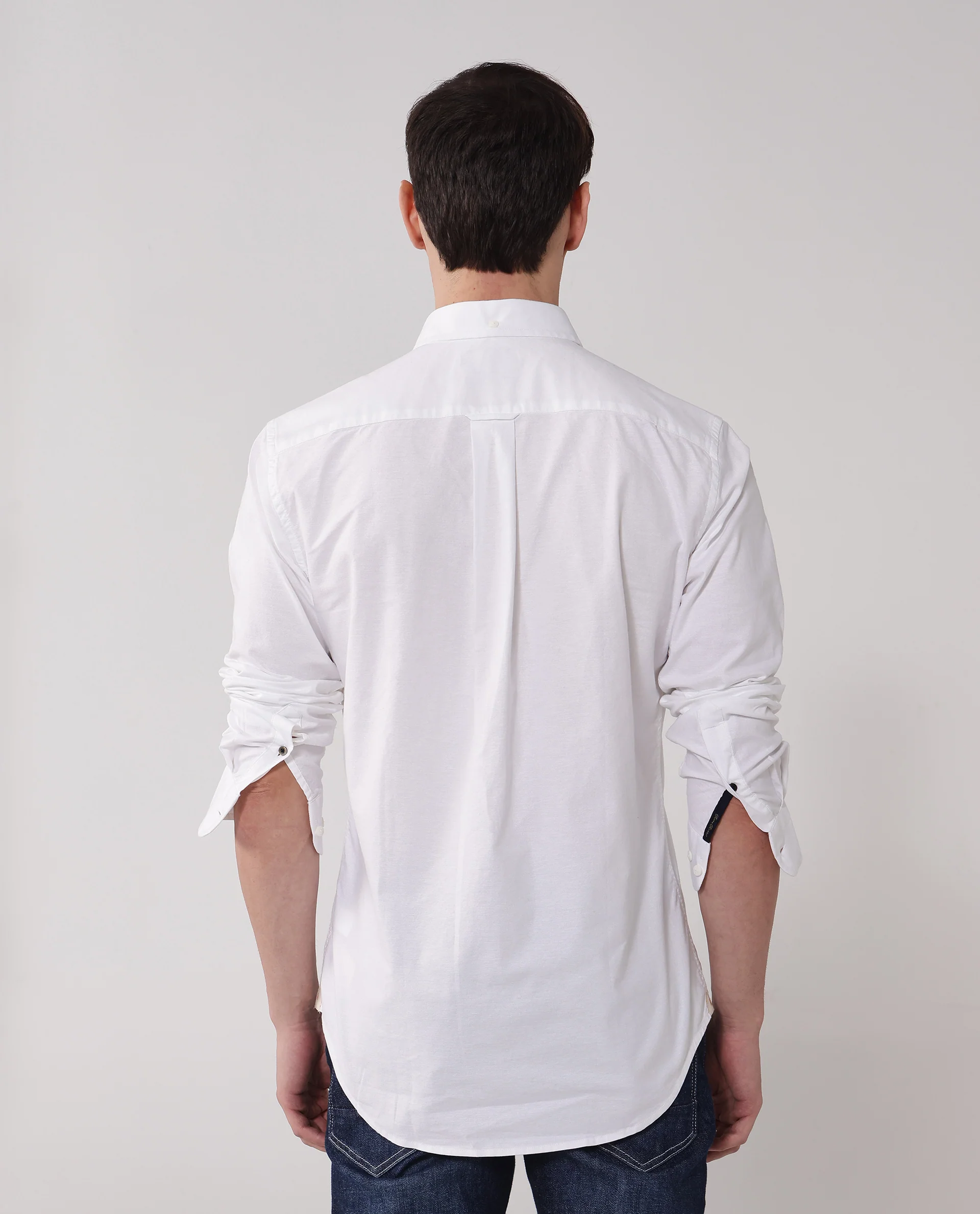Rare Rabbit Men's Oxob White Cotton Plain Regular Fit Full Sleeve Collared Shirt - Image 7