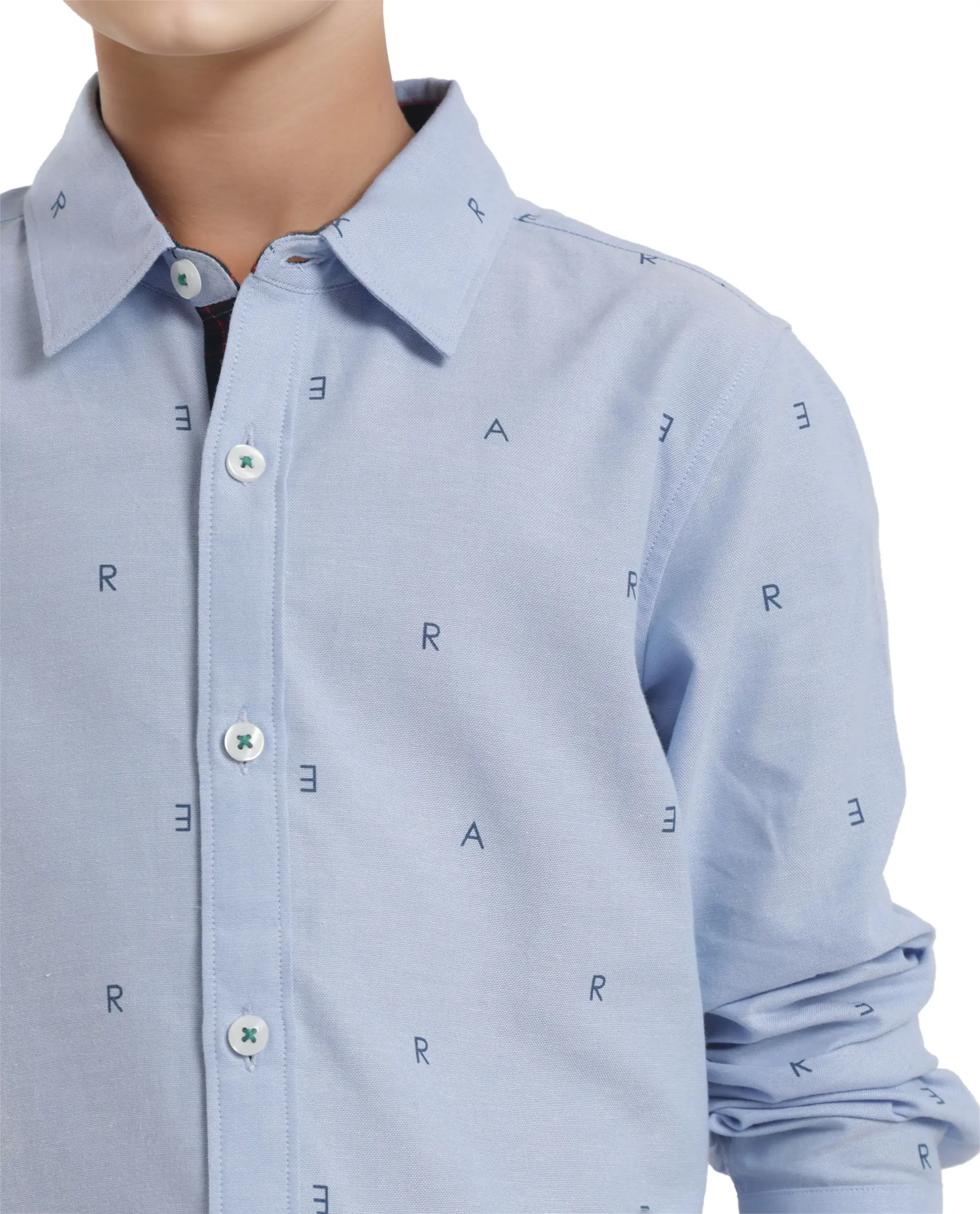 Rare Ones Kids Oxot Blue Cotton Full Sleeves Regular Collar All Over Print Regular Fit Shirt - Image 3