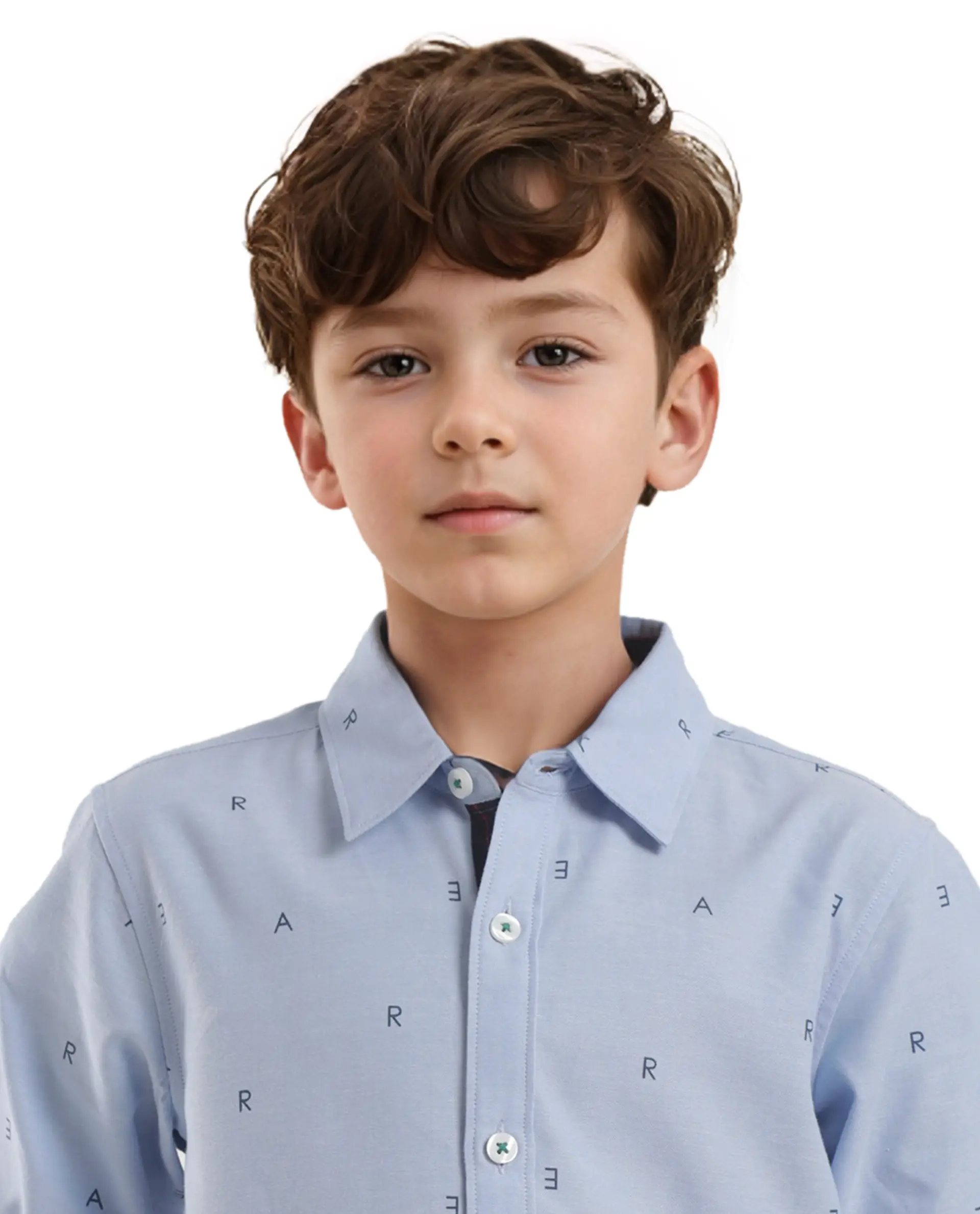 Rare Ones Kids Oxot Blue Cotton Full Sleeves Regular Collar All Over Print Regular Fit Shirt - Image 4